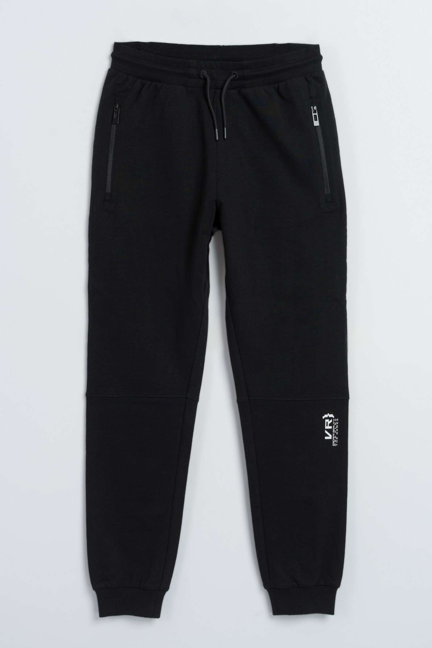 Czarne spodnie dresowe z minimalistycznym nadrukiem z boku