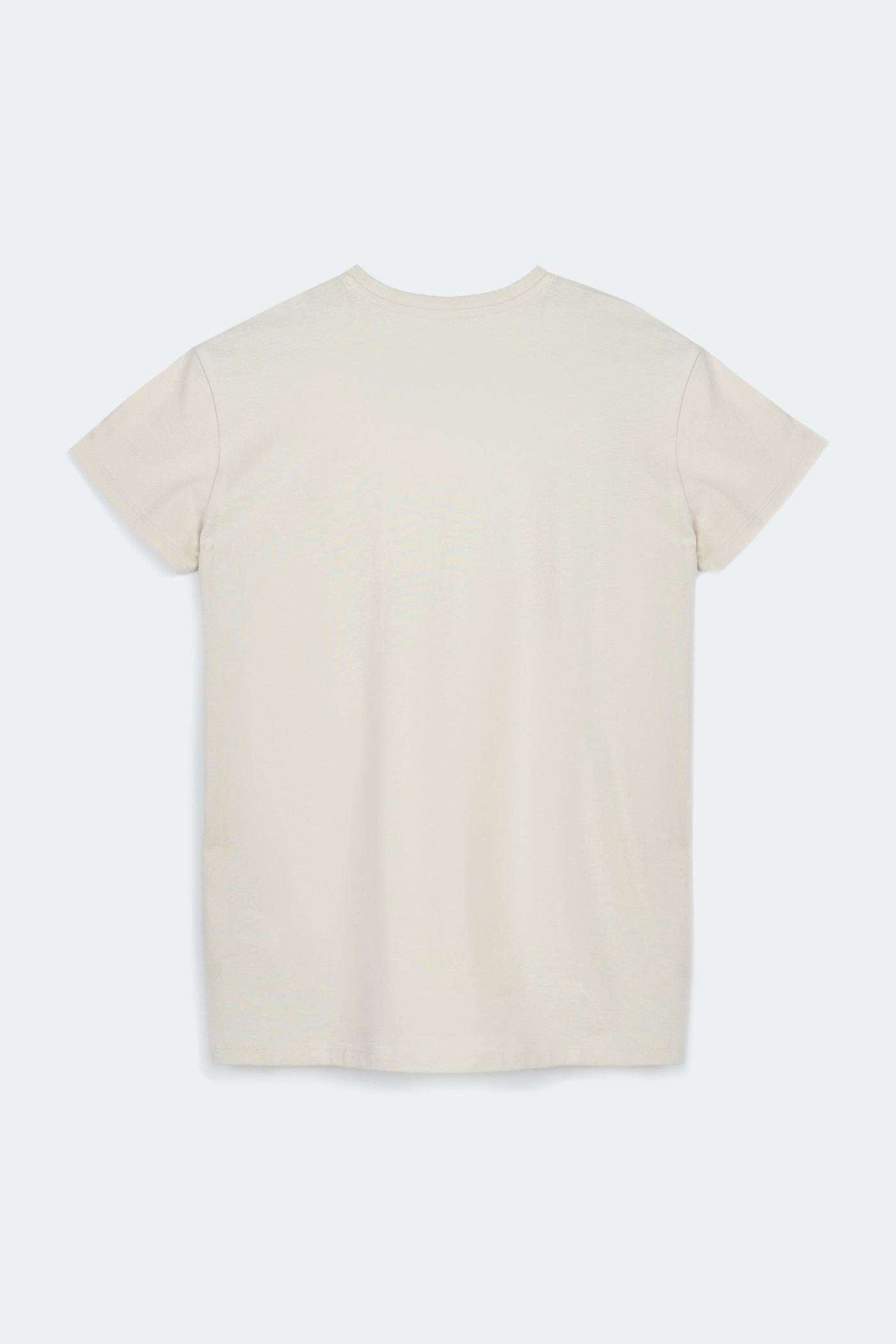 Beżowy t-shirt z czarnymi nadrukami