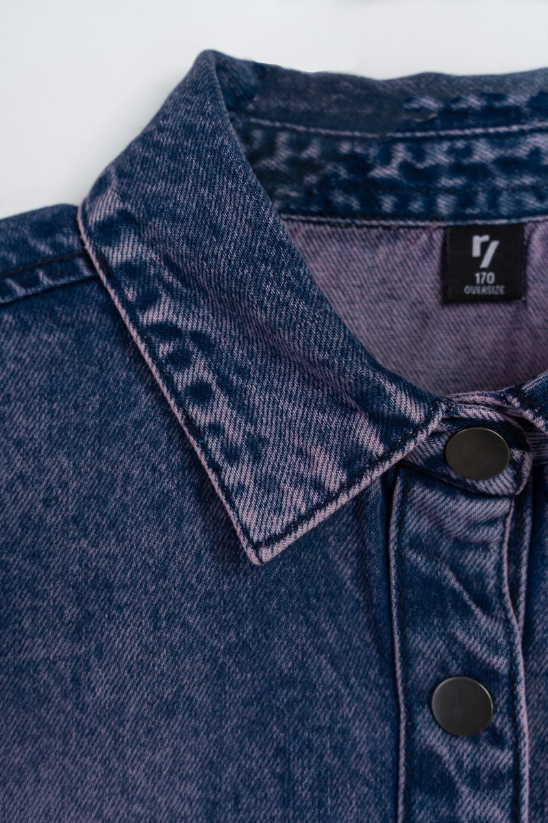 Niebiesko-fioletowa cieniowana koszula jeansowa oversize