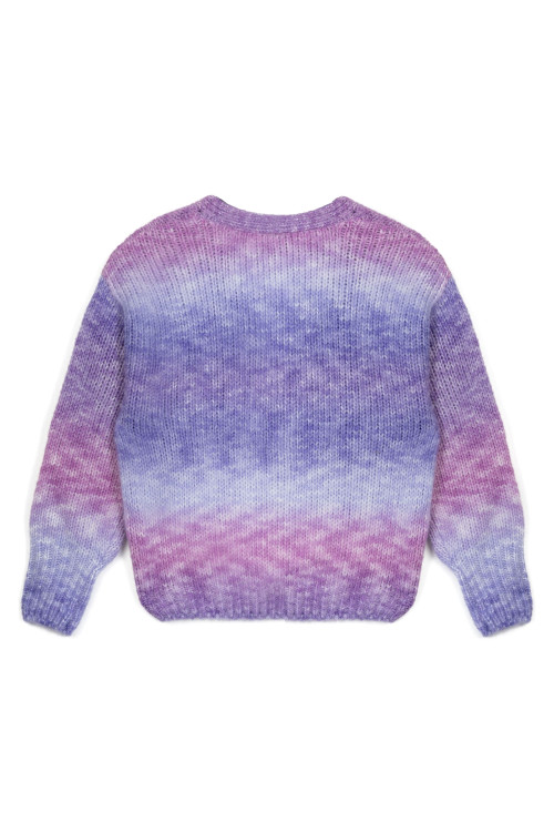 Kolorowy sweter z efektem ombre zapinany na guziki