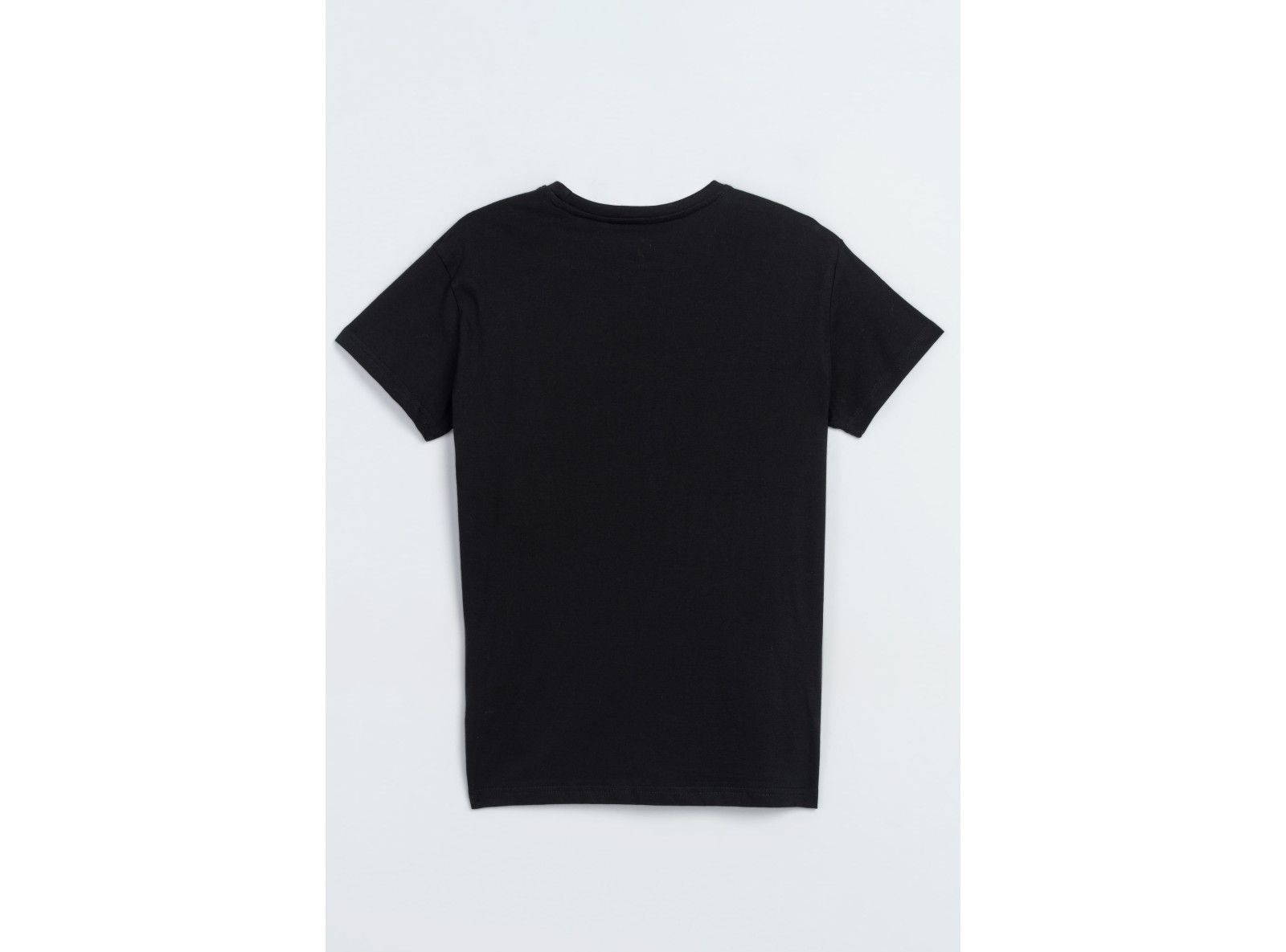 Czarny t-shirt z kolorową grafiką z przodu