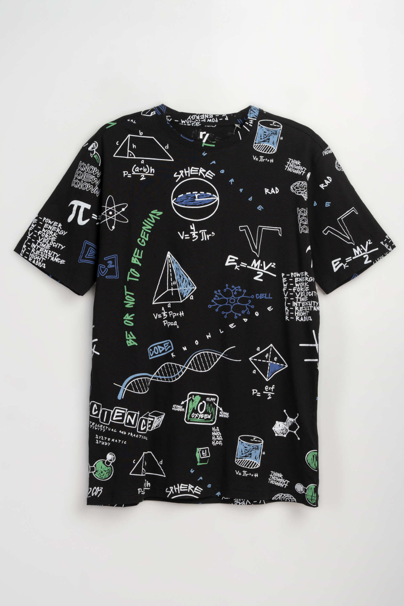 Czarny t-shirt z kolorowym nadrukiem na całości