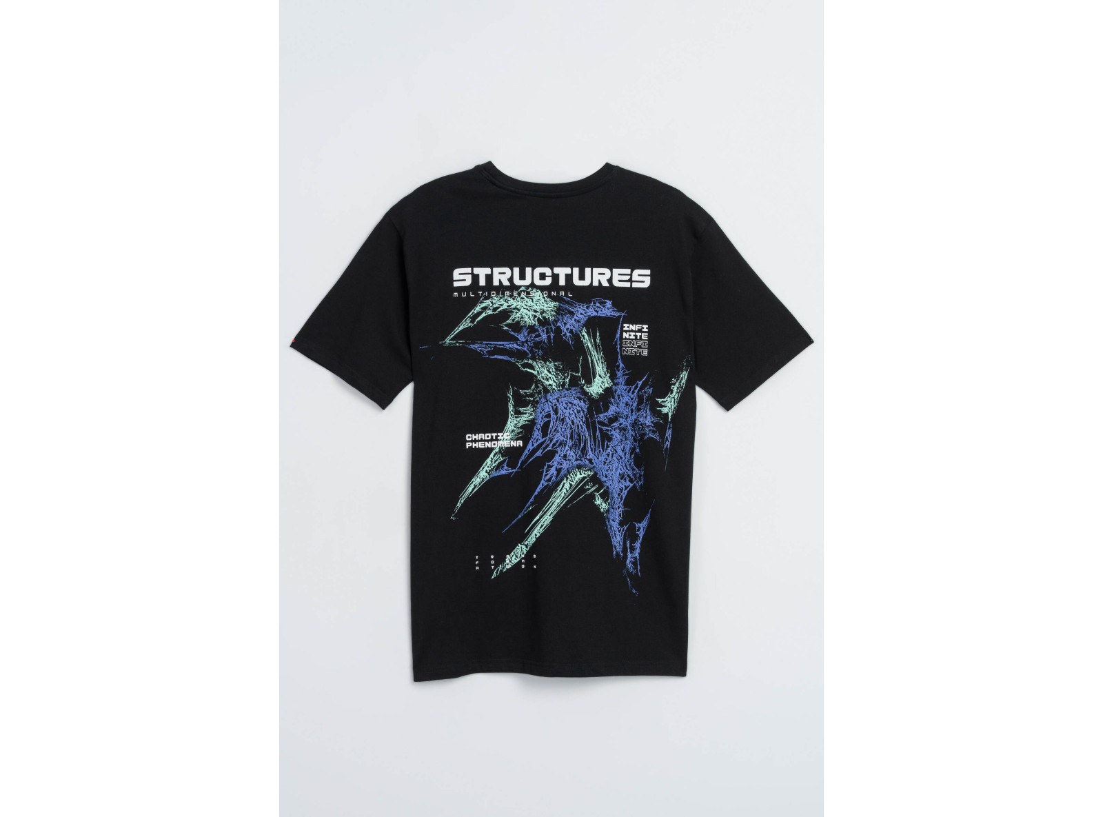 Czarmy t-shirt z kolorową grafiką z tyłu