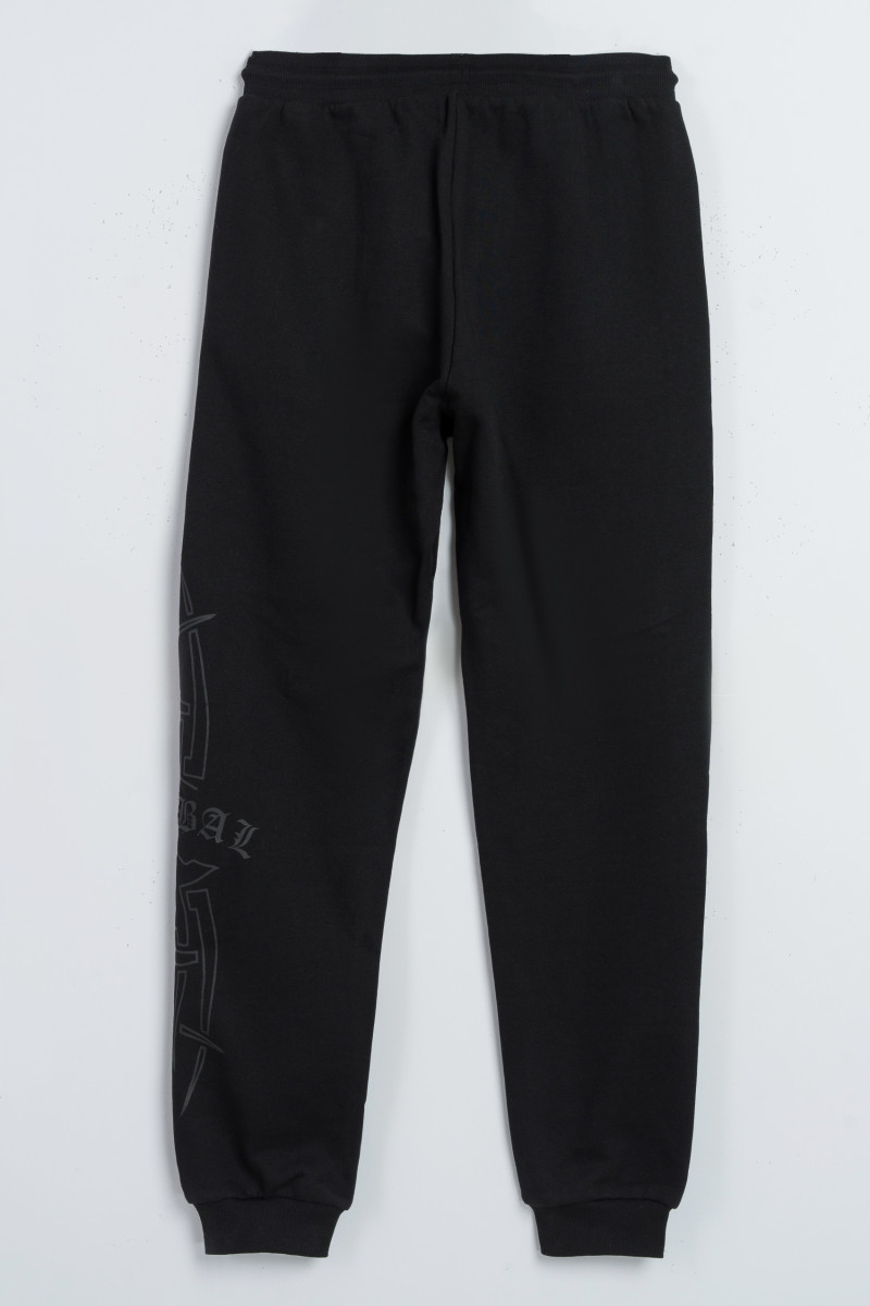 Czarne spodnie dresowe OVERSIZE z nadrukiem na nogawce, czarny