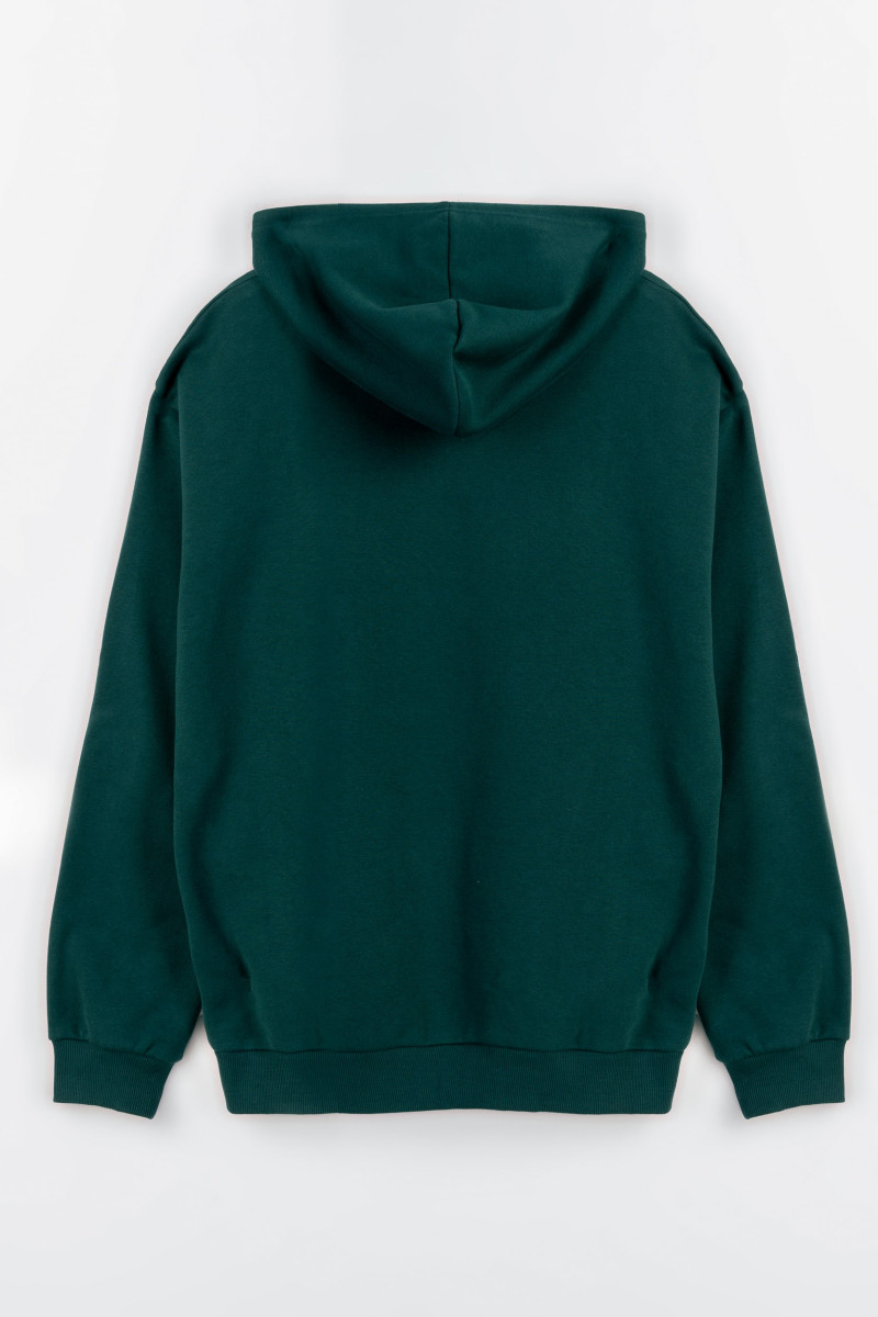 Zielona bluza z kapturem z kolorową grafiką z przodu