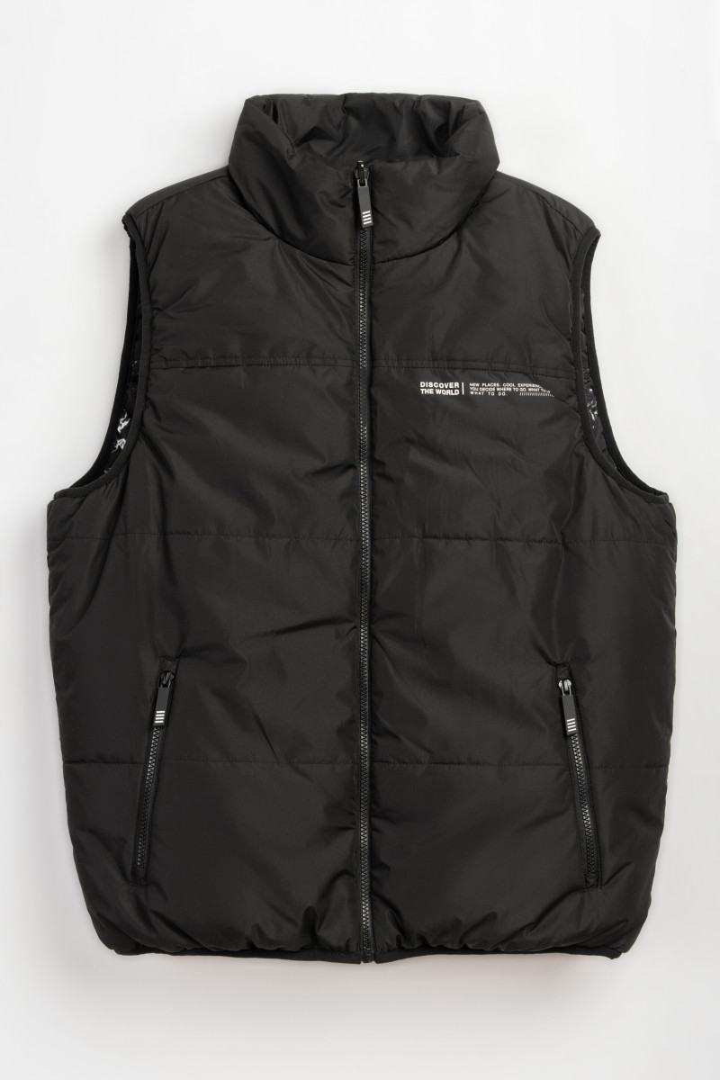 Dwustronny pikowany bezrękawnik z ociepleniem, czarny