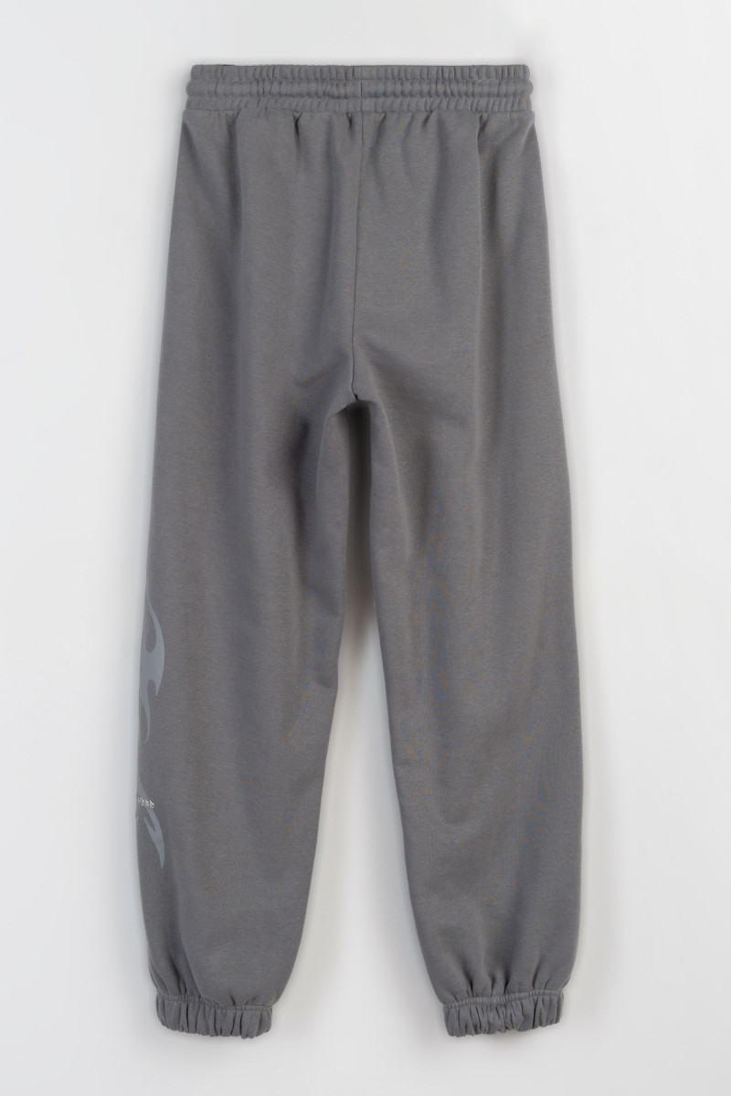 Szare spodnie dresowe REGULAR z grafiką na nogawce, szary