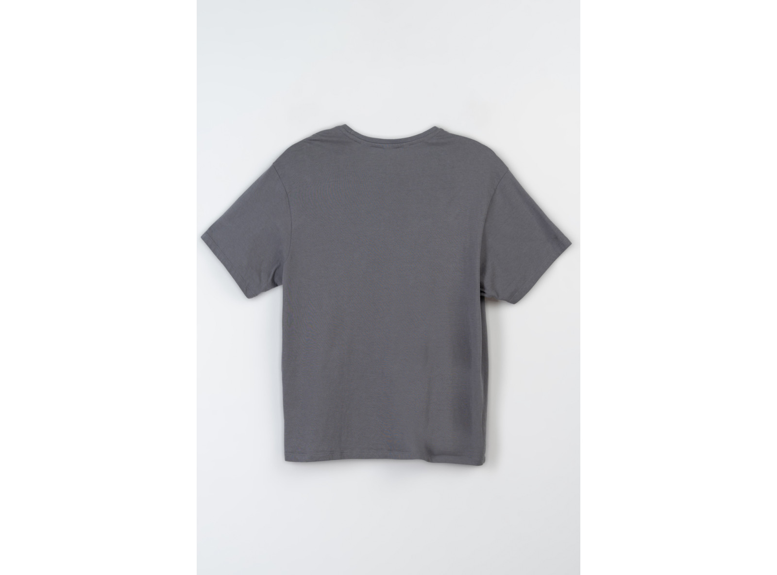 Szary t-shirt oversize z autorską grafiką z przodu