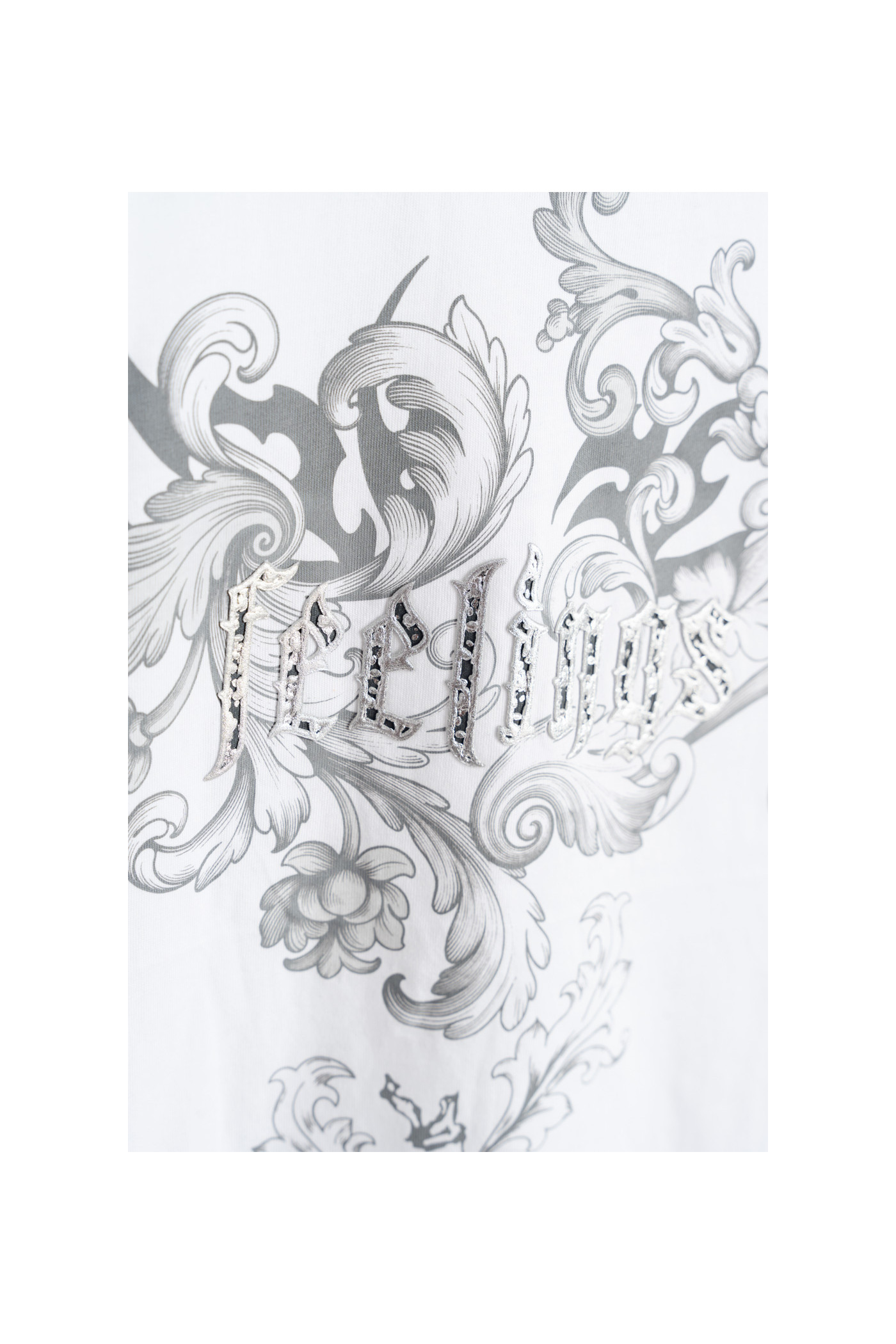 Biały t-shirt oversize z kolorową grafiką z przodu