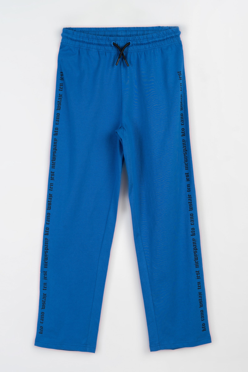 Niebiesko-czarna bawełniana piżama z nadrukami