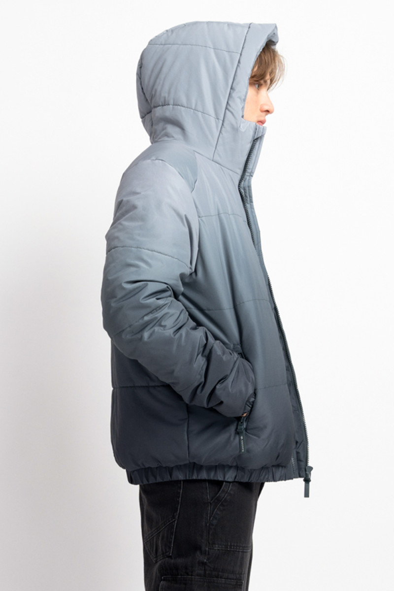 Szara pikowana kurtka z efektem ombre ocieplana, szary