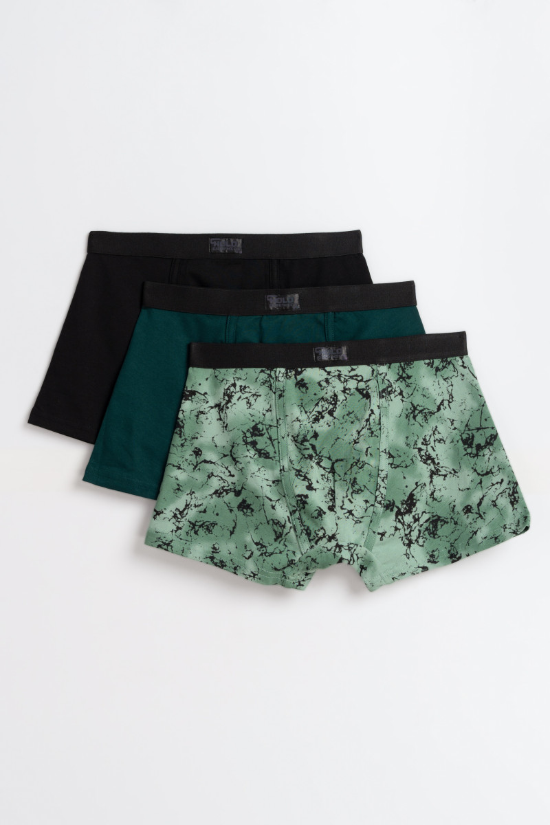 Zielono-czarne bokserki 3-PAK, multikolor