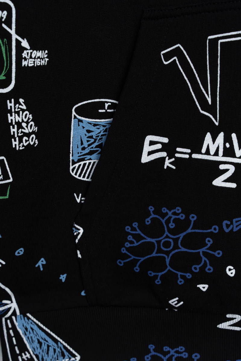 Czarna bluza z kapturem z kolorową grafiką na całości