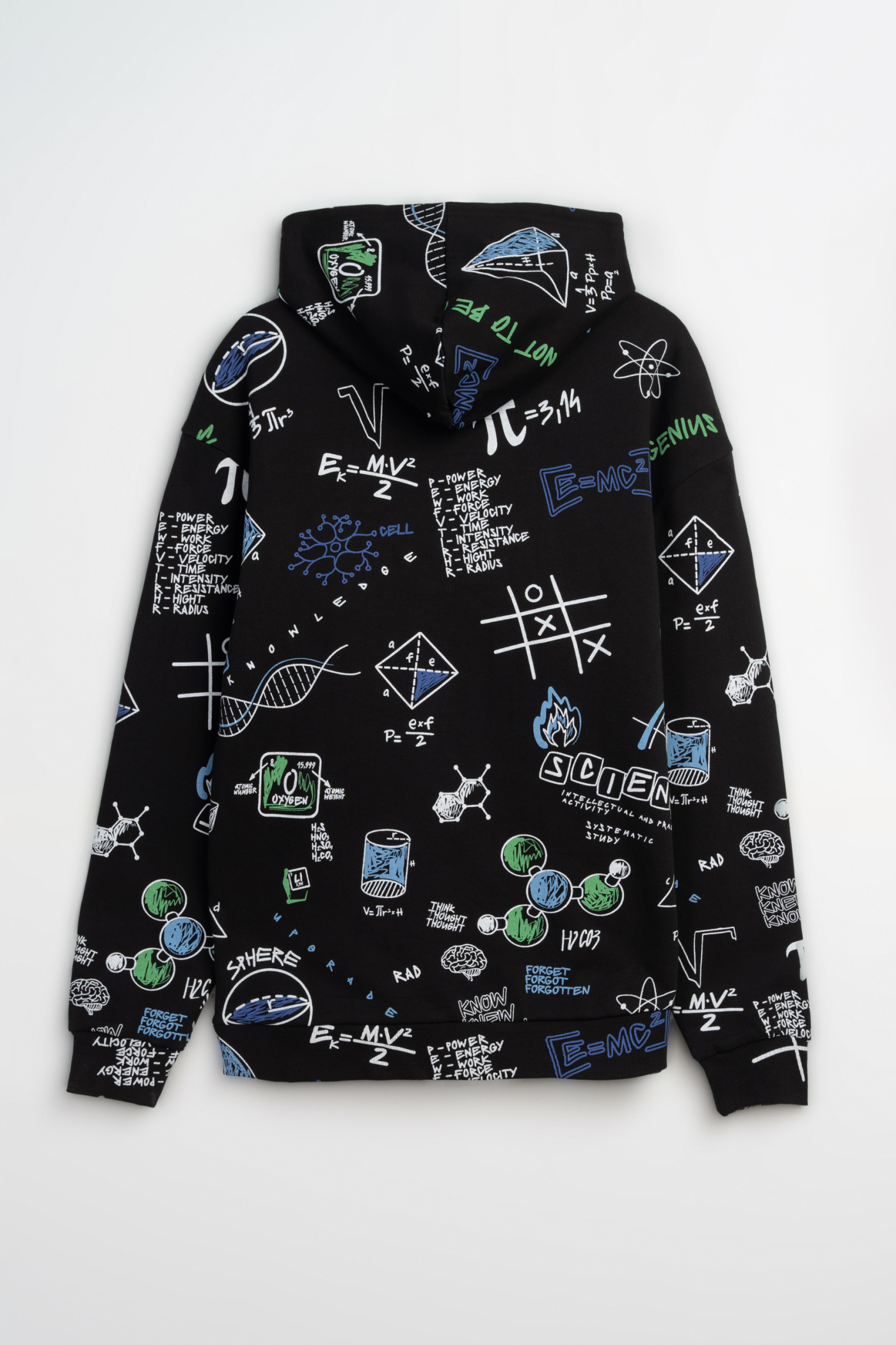 Czarna bluza z kapturem z kolorową grafiką na całości