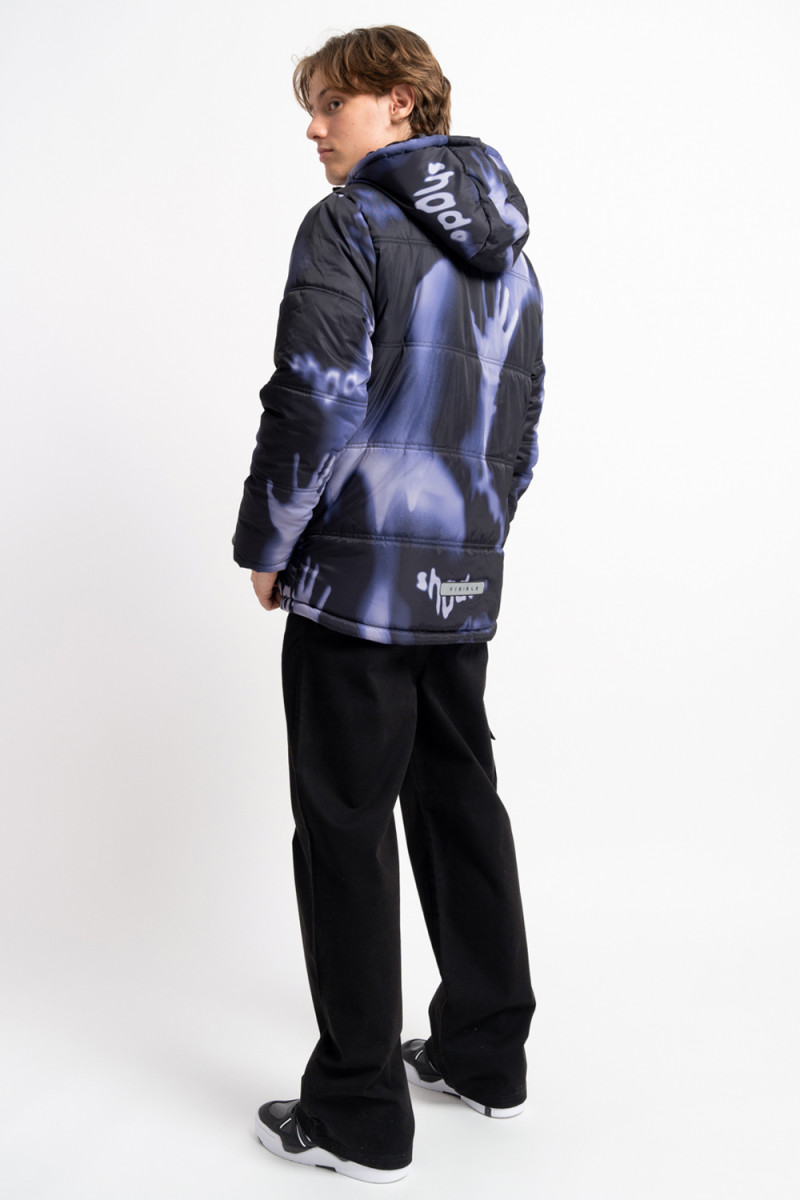 Pikowana kurtka z kolorową grafiką na całości ocieplana, multikolor