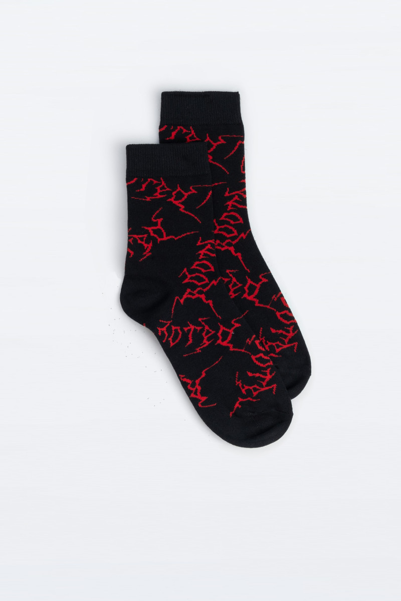 Zestaw czarnych skarpet z autorskimi grafikami 3-PAK, multikolor