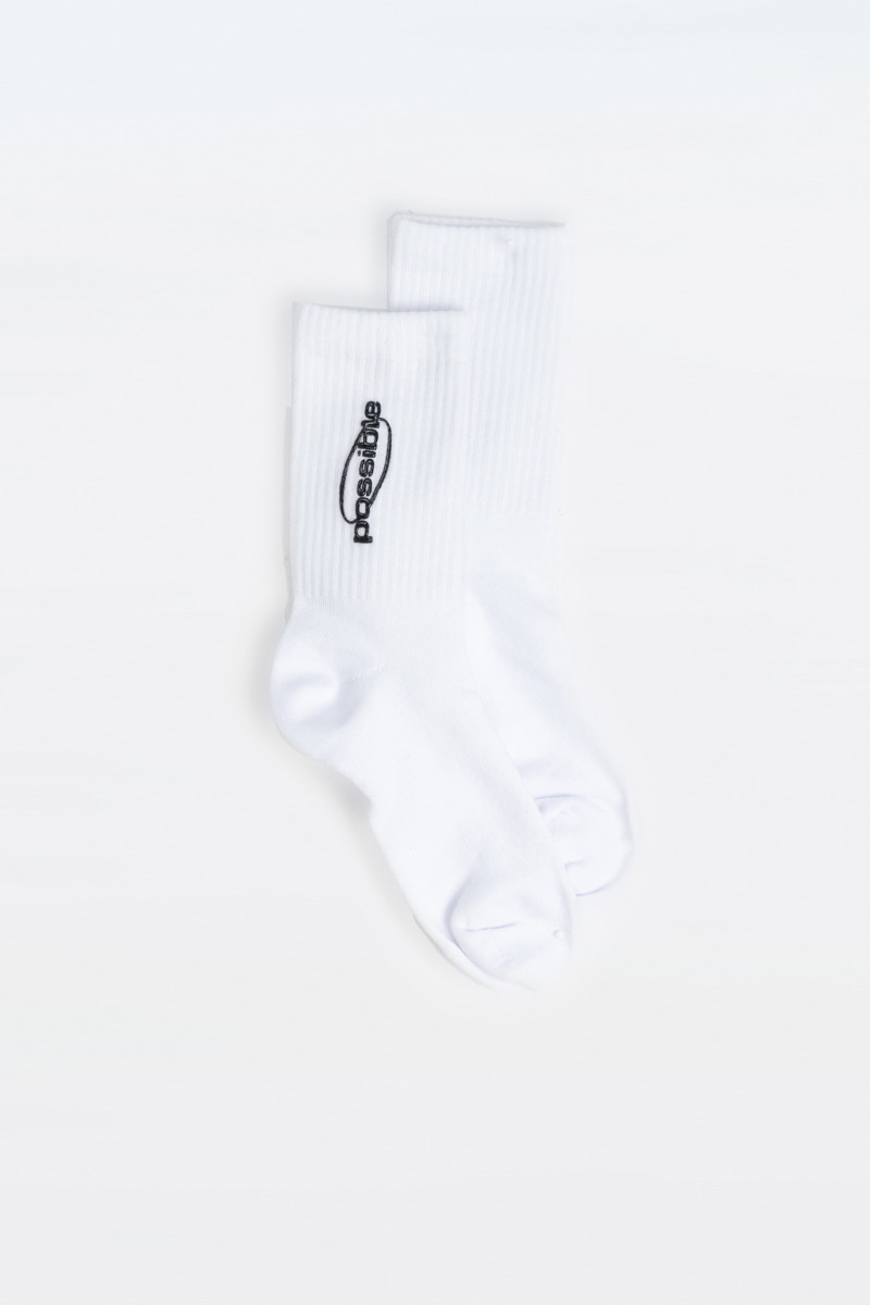 Biało-czarny zestaw skarpet z kontrastowym haftem 2-PAK, multikolor