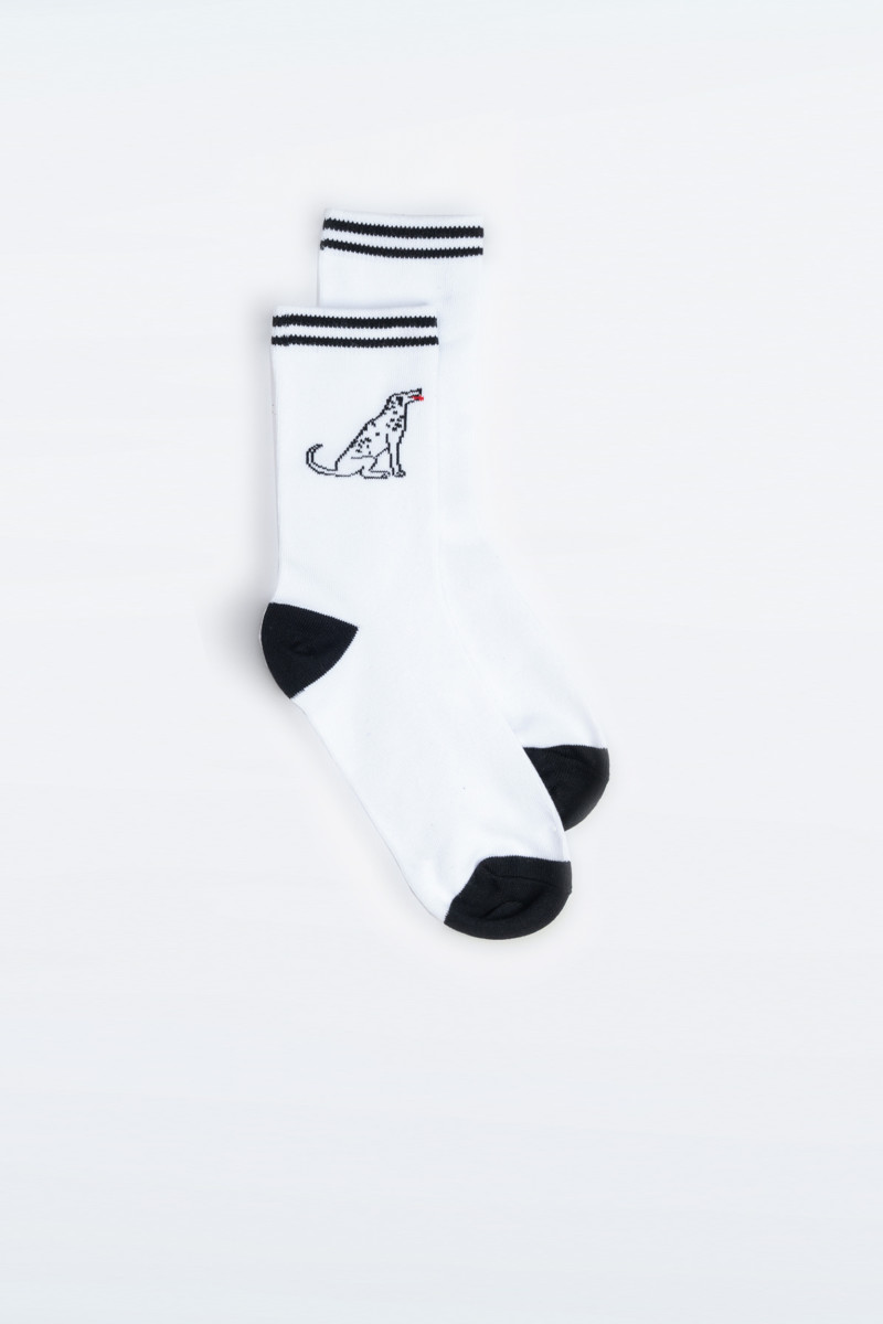 Biało-czarny zestaw skarpet z autorskimi grafikami 3-PAK, multikolor