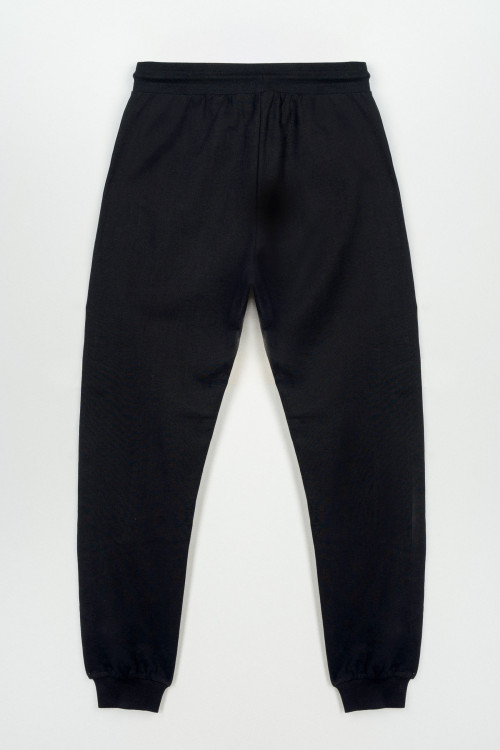 Czarne spodnie dresowe z modnymi cięciami na nogawkach