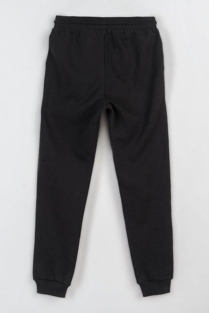 Czarne spodnie dresowe z nadrukiem na nogawkach