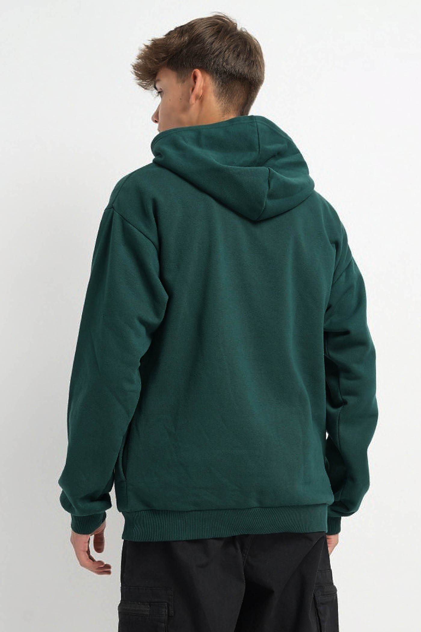 Zielona bluza z kapturem z kolorową grafiką z przodu