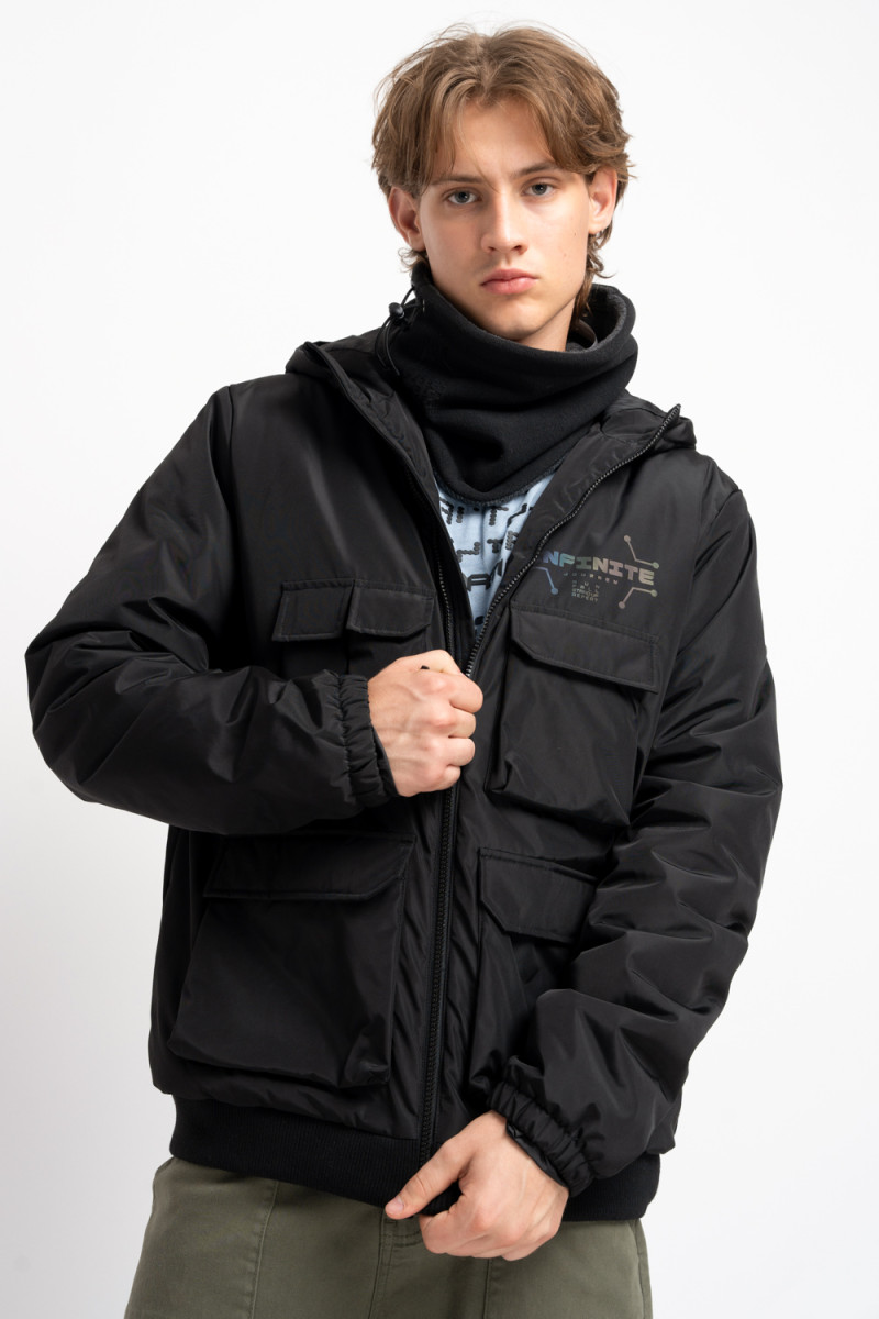 Czarny komin z nadrukiem reflective print z regulacją