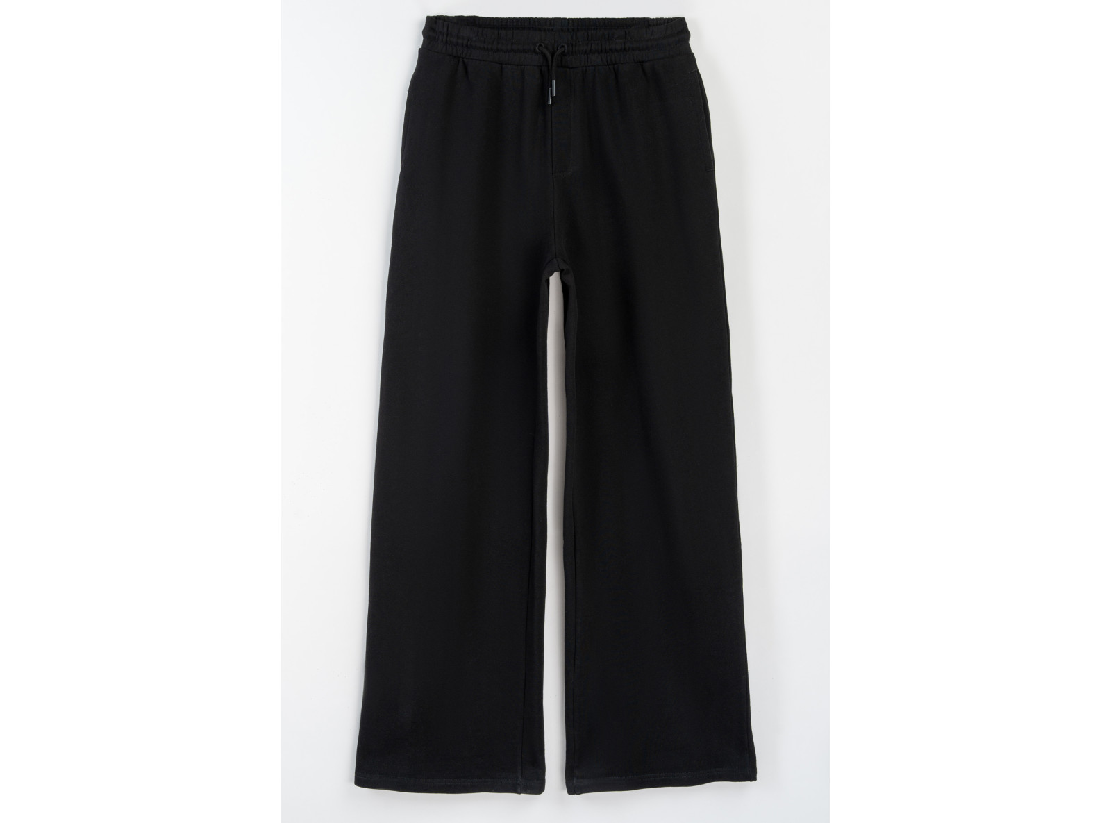 Czarne gładkie spodnie dresowe z szerokimi nogawkami