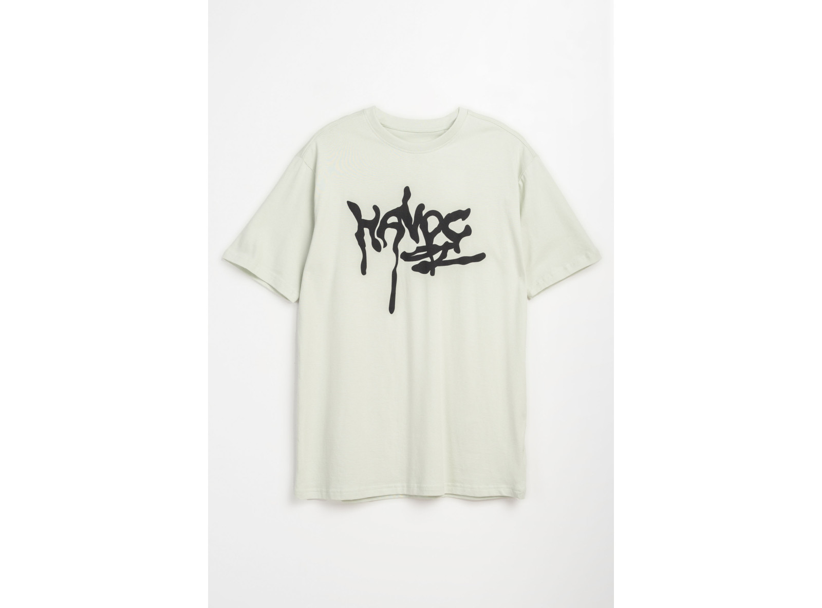 Jasnozielony t-shirt z autorską grafiką z przodu