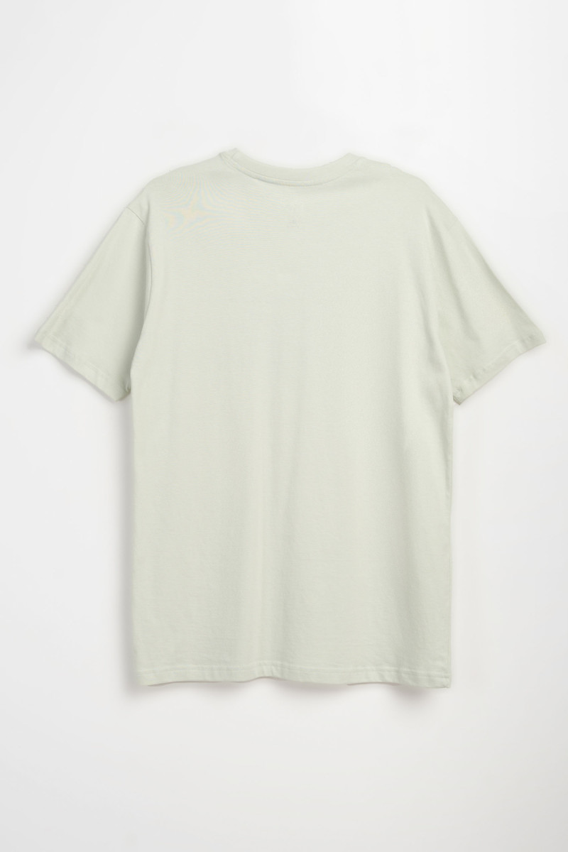 Jasnozielony t-shirt z autorską grafiką z przodu