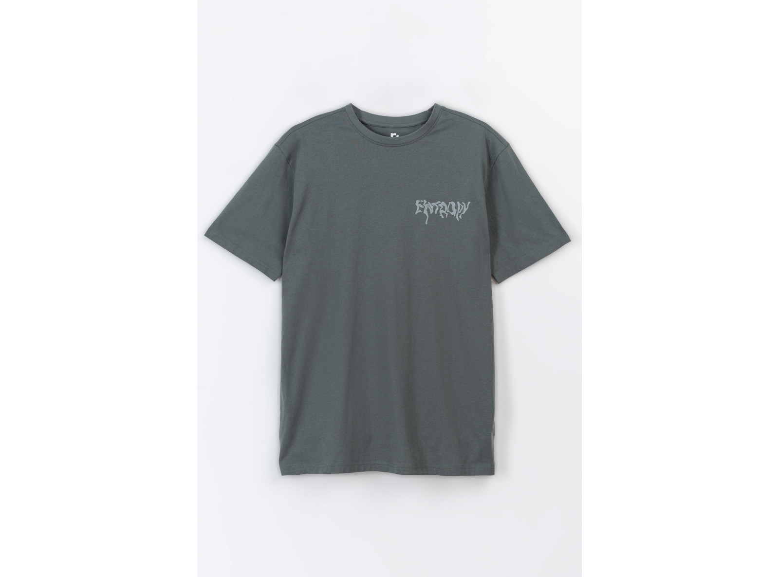 Khaki t-shirt z autorską grafika z tyłu