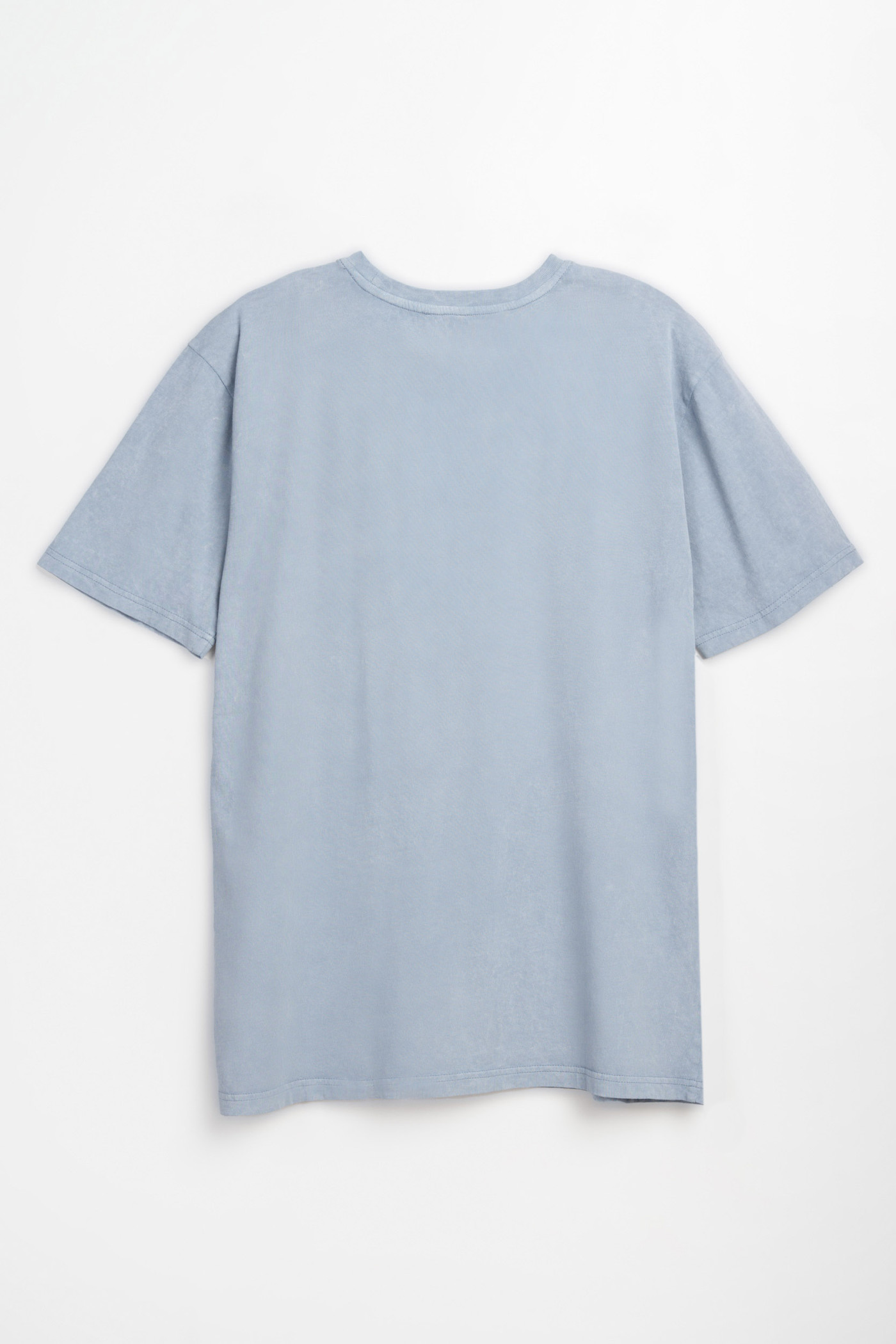 Niebieski t-shirt z efektem Acid Wash z nadrukiem z przodu