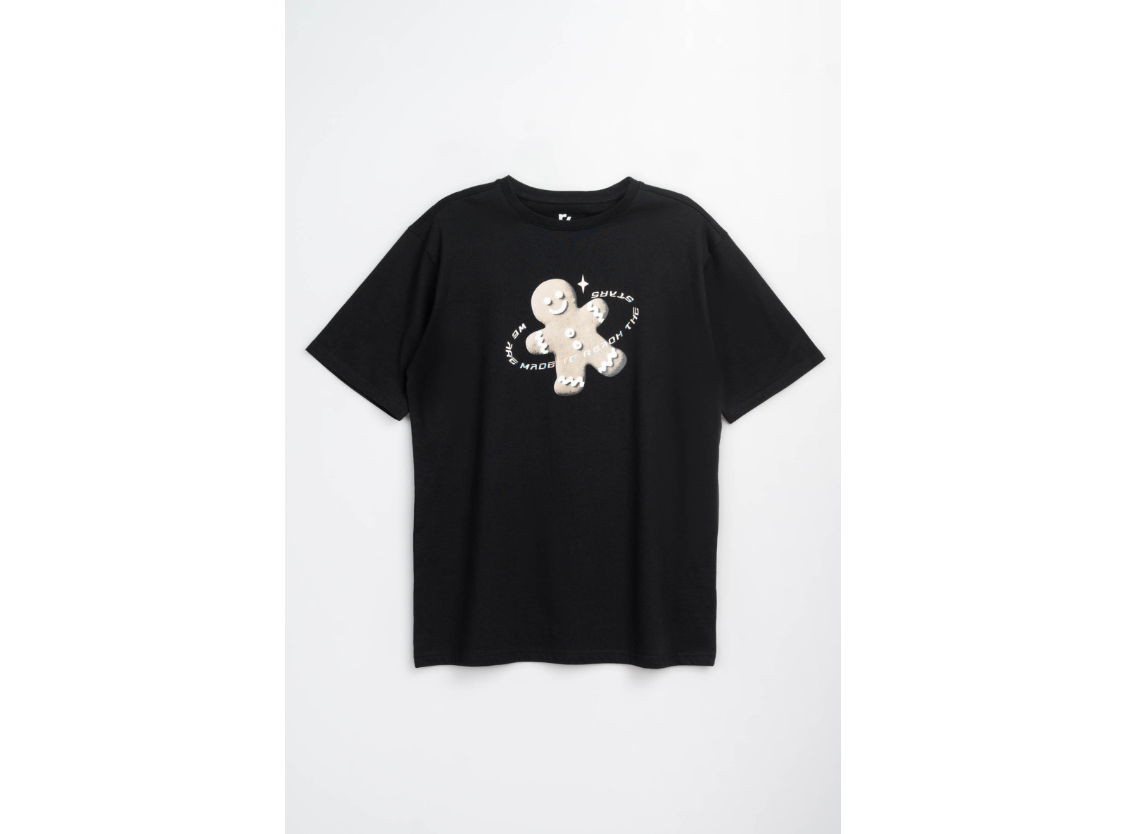 Czarny t-shirt z autorską grafiką z przodu