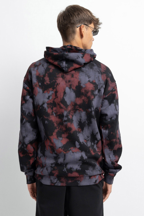 Wielokolorowa bluza z kapturem z minimalistyczną grafiką z przodu