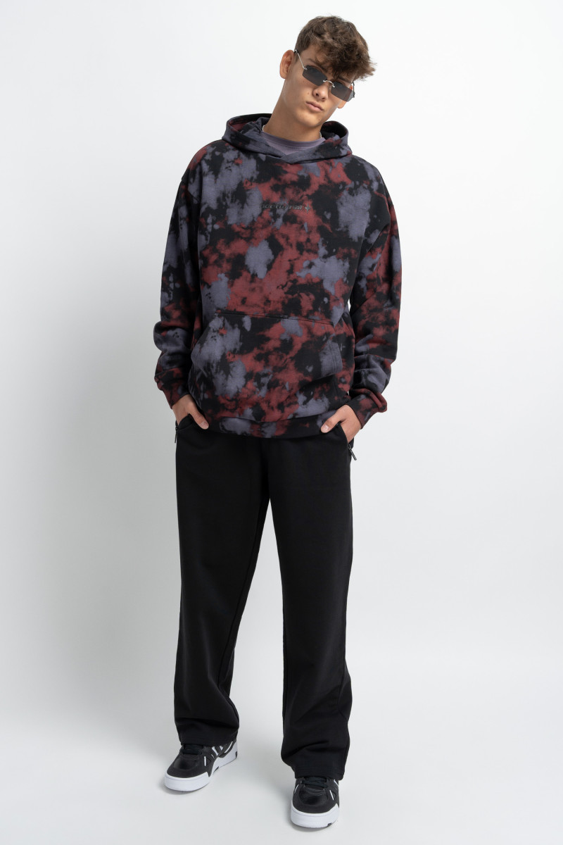 Wielokolorowa bluza z kapturem z minimalistyczną grafiką z przodu, multikolor