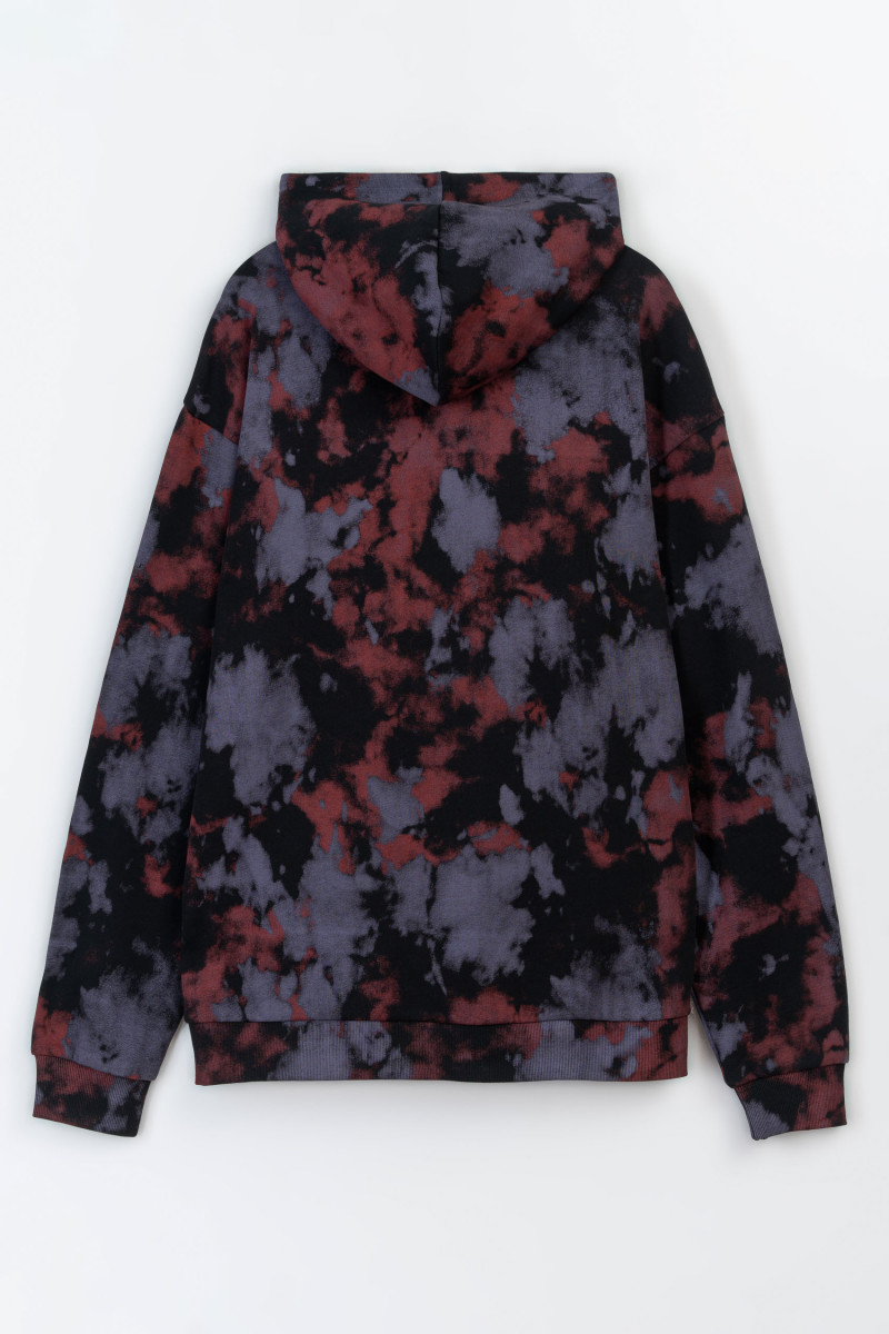 Wielokolorowa bluza z kapturem z minimalistyczną grafiką z przodu