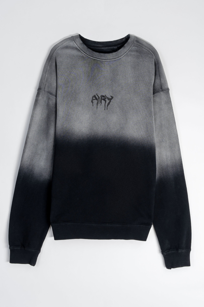 Czarna bluza bez kieszeni z kontrastowym przejściem tonalnym, czarny