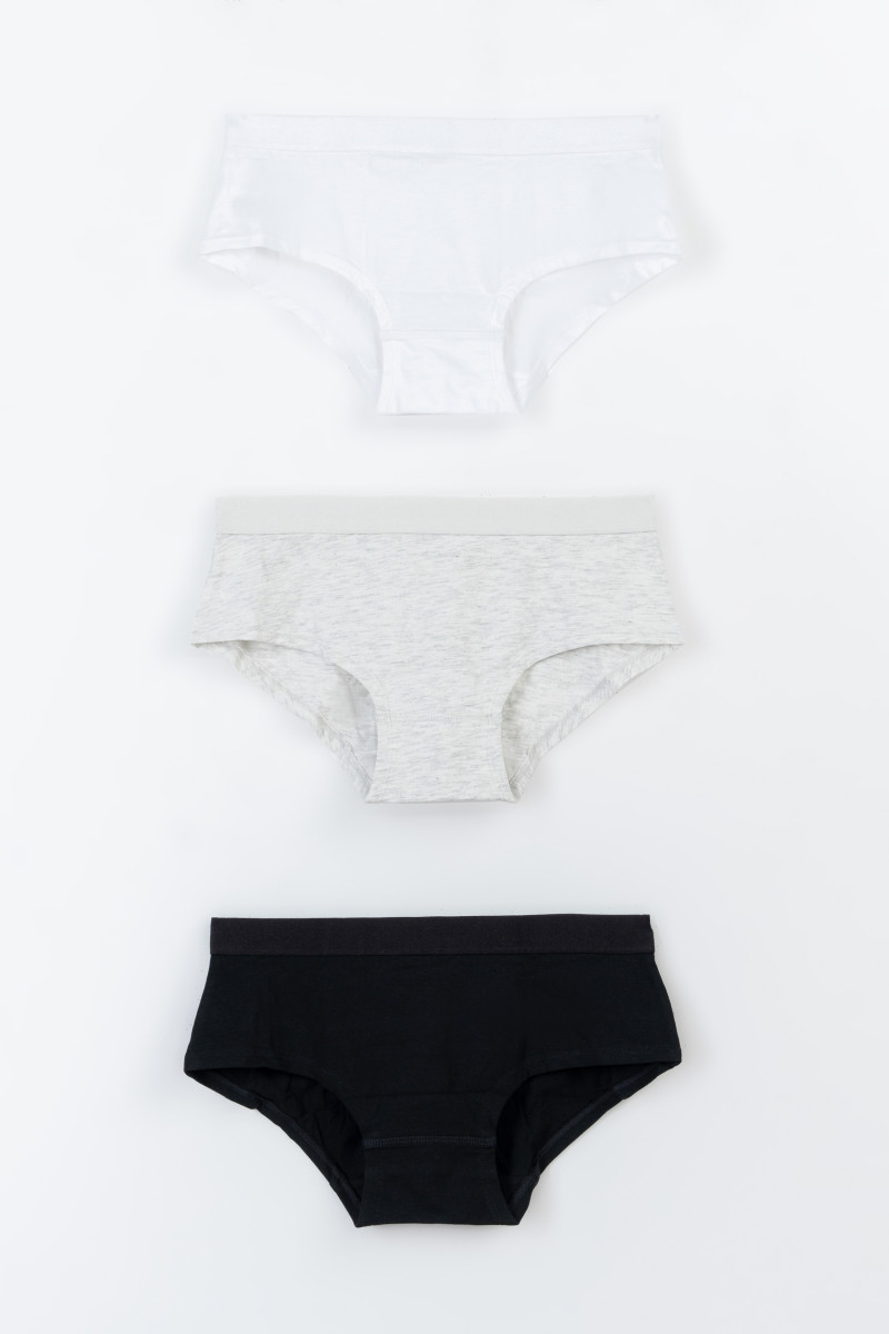 Bawełniane majtki z ozdobną gumą 3 PAK, czarny
