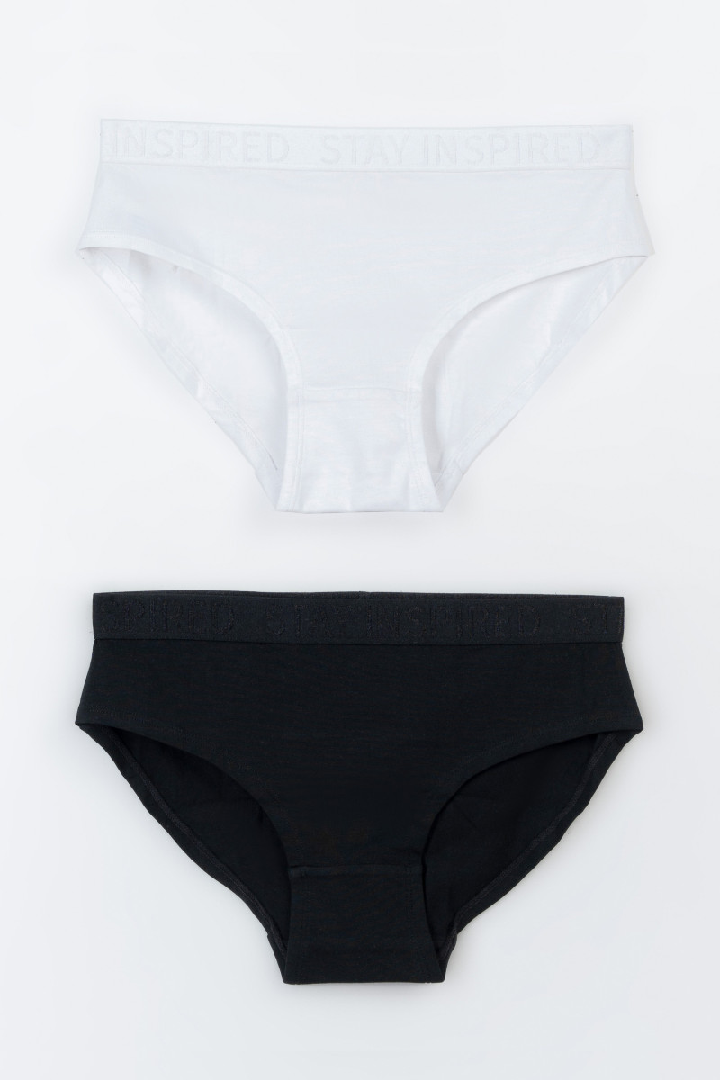 Bawełniane majtki z ozdobną gumą 2 PAK, czarny