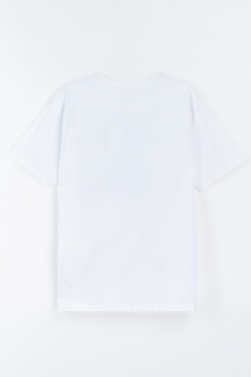 Biały t-shirt z autorską grafiką z przodu Biały t-shirt z autorską grafiką z przodu