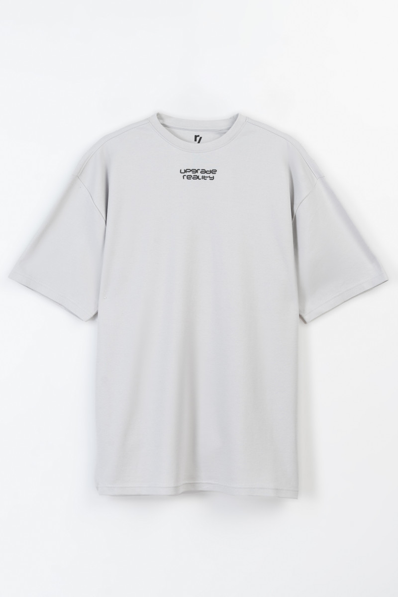 Jasnoszary t-shirt z grubszej dzianiny interlok