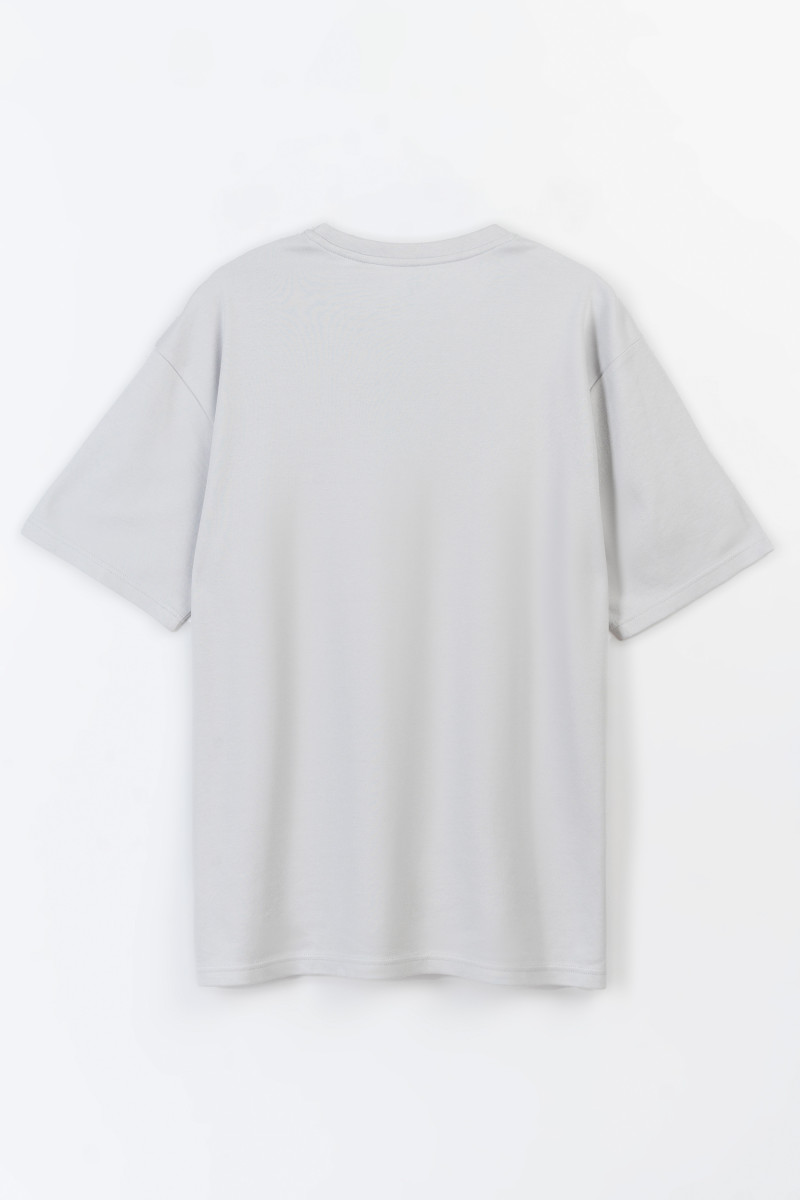 Jasnoszary t-shirt z grubszej dzianiny interlok