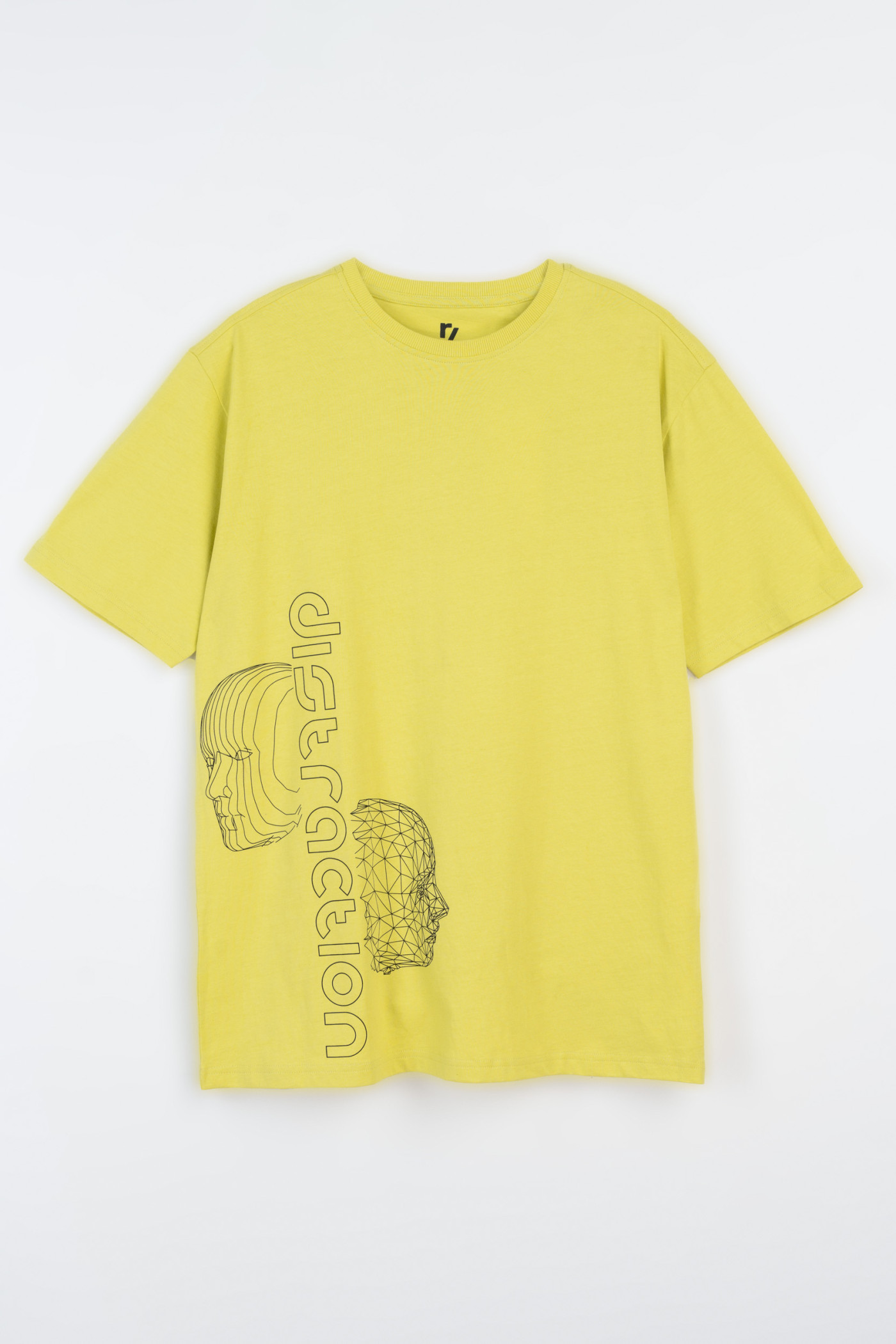 Limonkowy t-shirt z autorską grafiką z przodu Limonkowy t-shirt z autorską grafiką z przodu