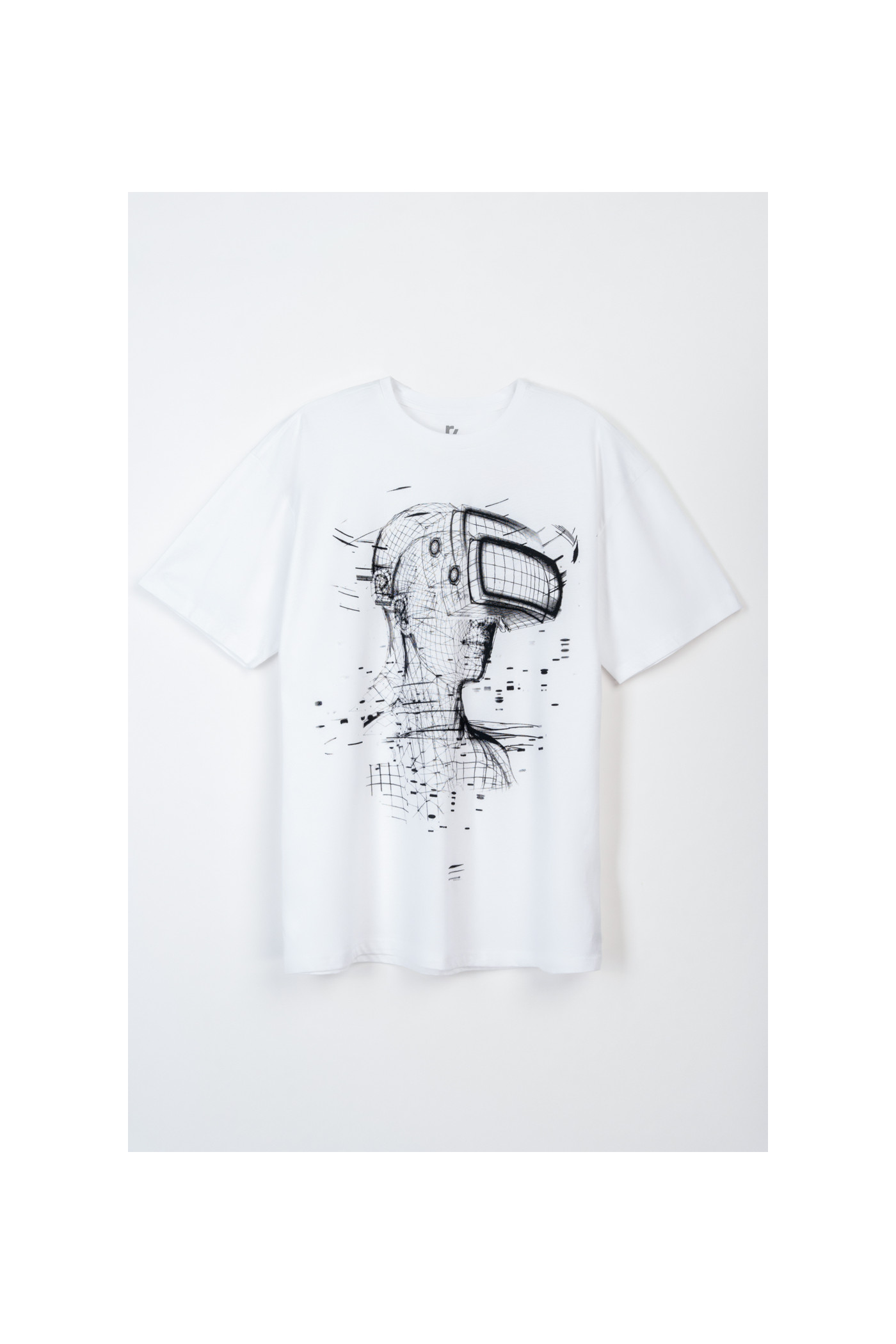 Biały t-shirt z autorską grafiką z przodu
