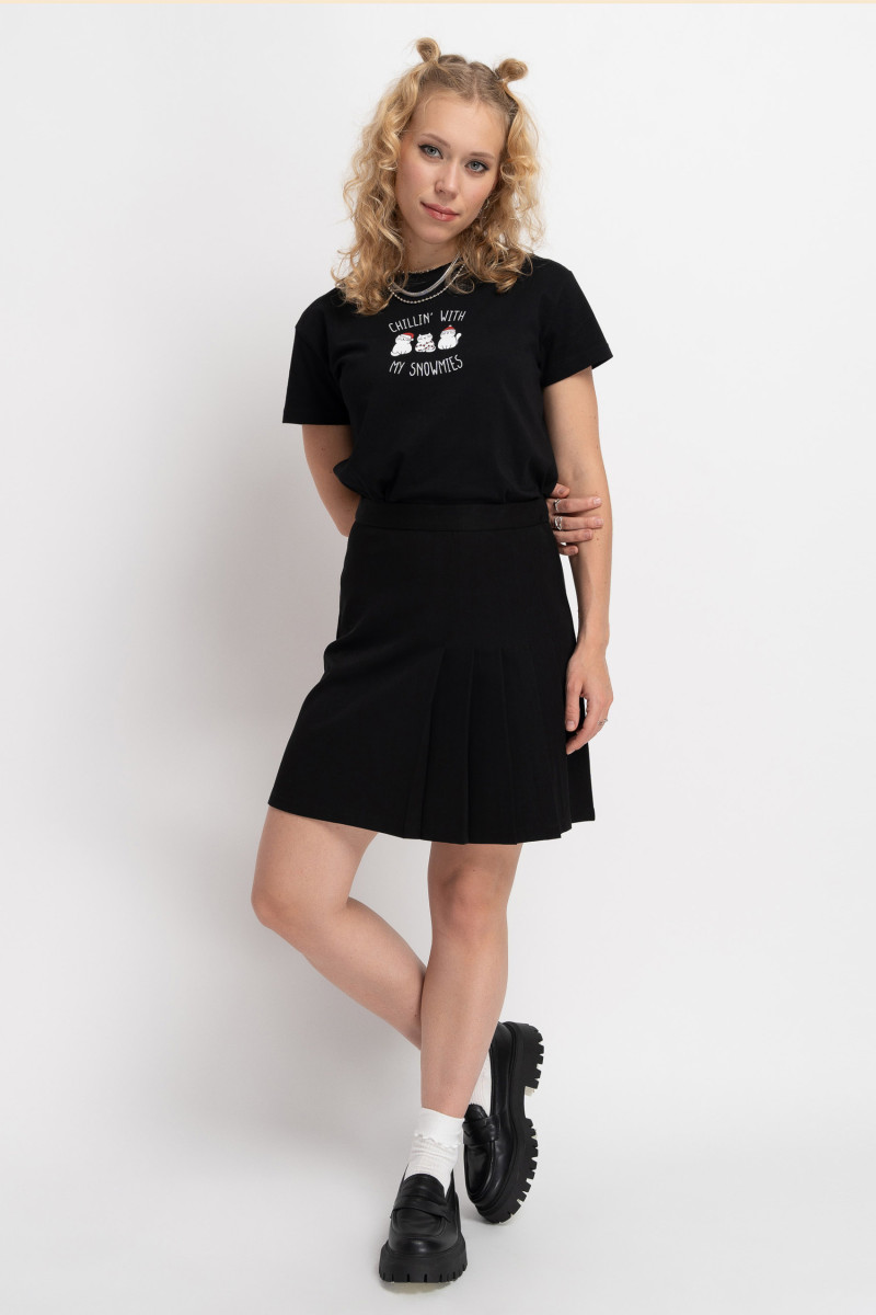 Czarny t-shirt z autorską grafiką z motywem świątecznym z przodu, czarny