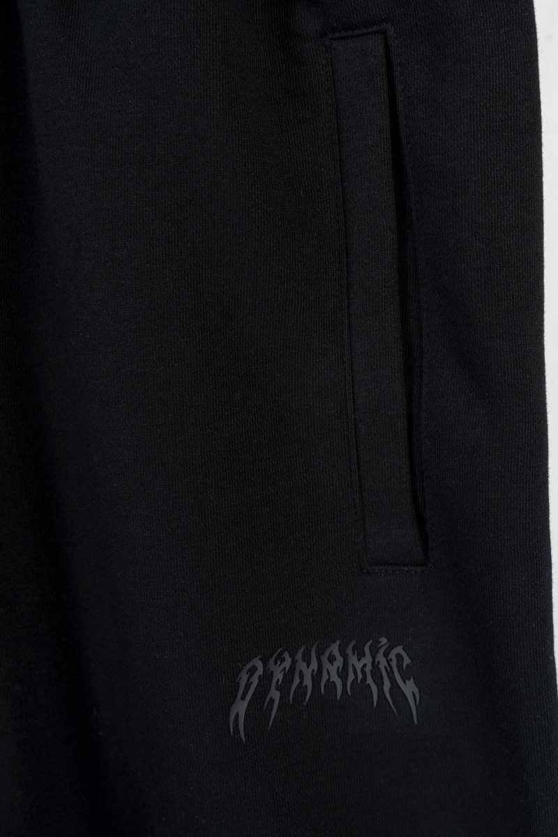 Czarne spodnie dresowe WIDE LEG z minimalistyczną aplikacją