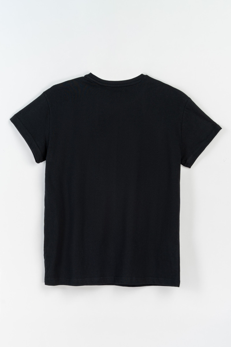 Czarny t-shirt z autorską grafiką z przodu