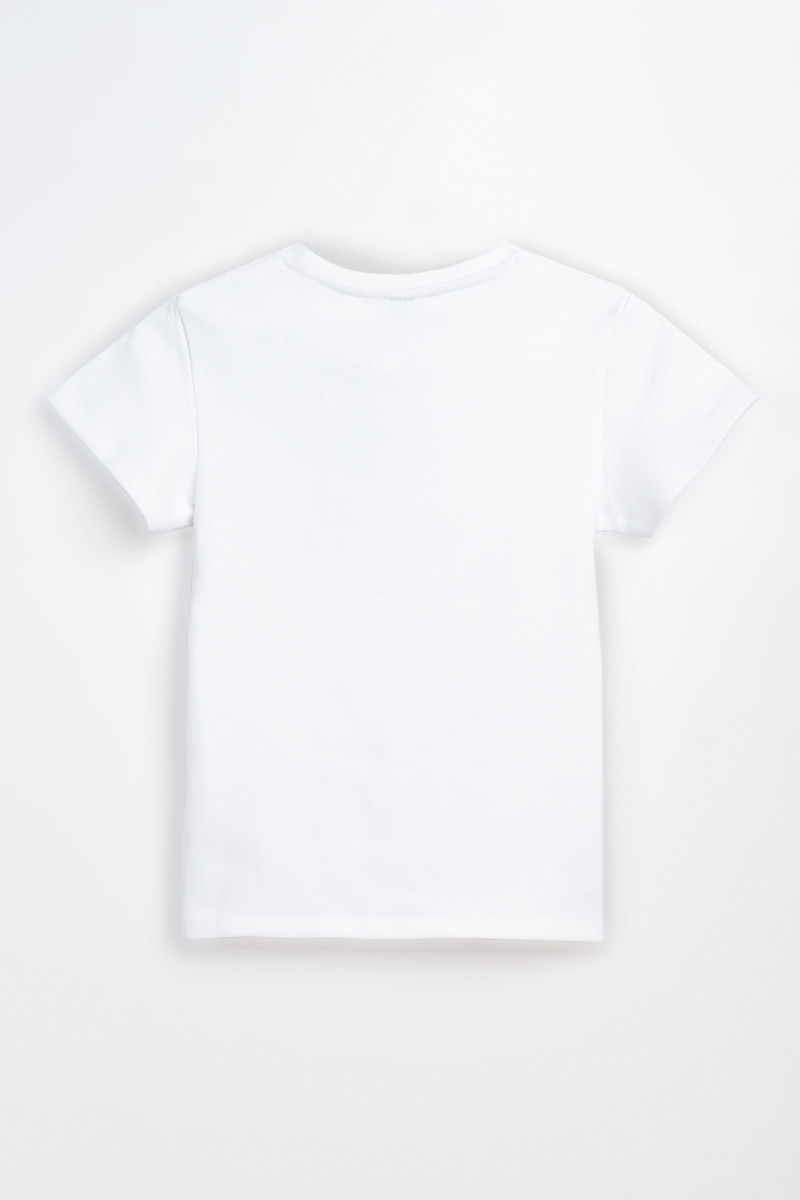 Biała bluzka SLIM z ozdobną aplikacją z przodu