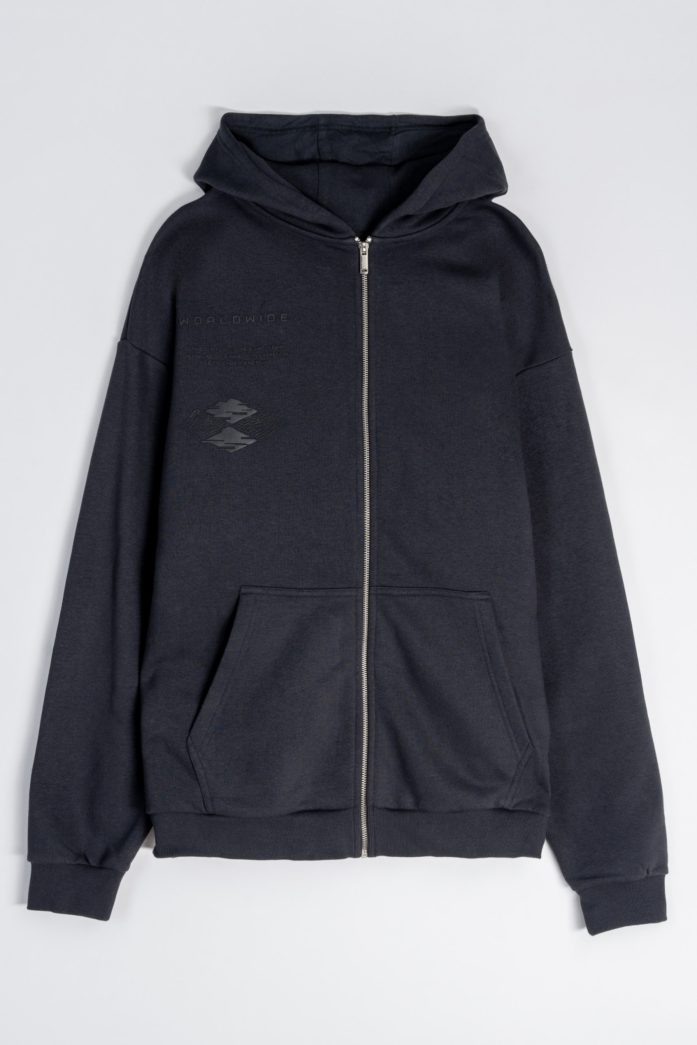 Ciemnoszara bluza REGULAR z kapturem z minimalistyczną grafiką z przodu