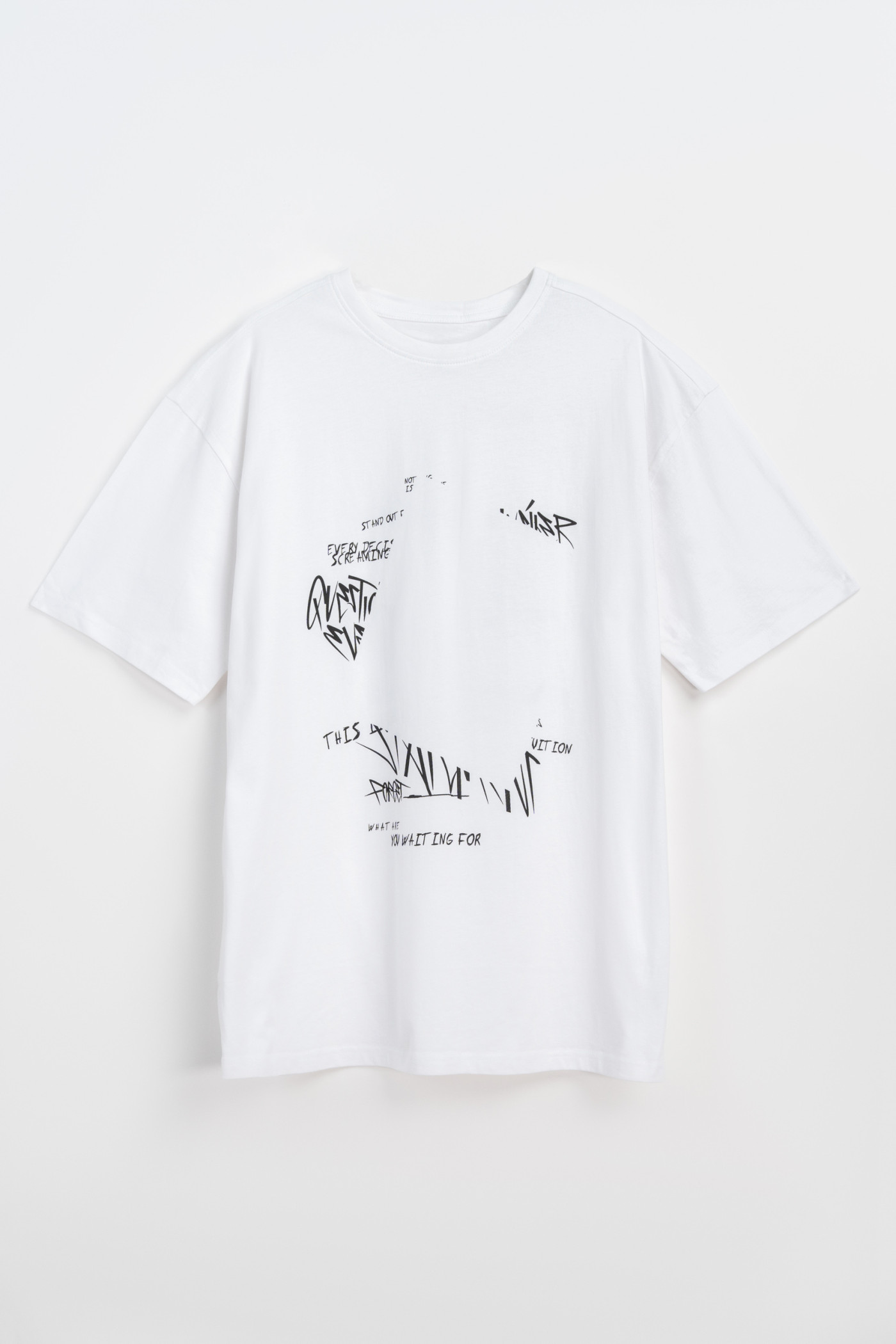 Biały t-shirt z autorską grafiką z przodu i z tyłu