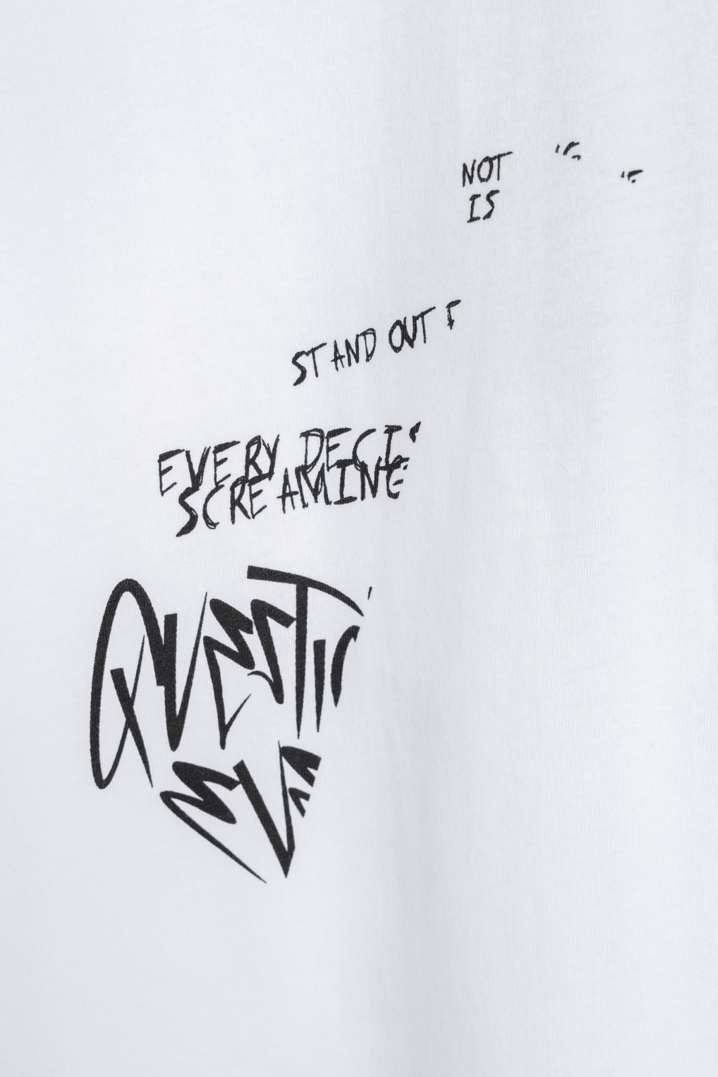 Biały t-shirt z autorską grafiką z przodu i z tyłu